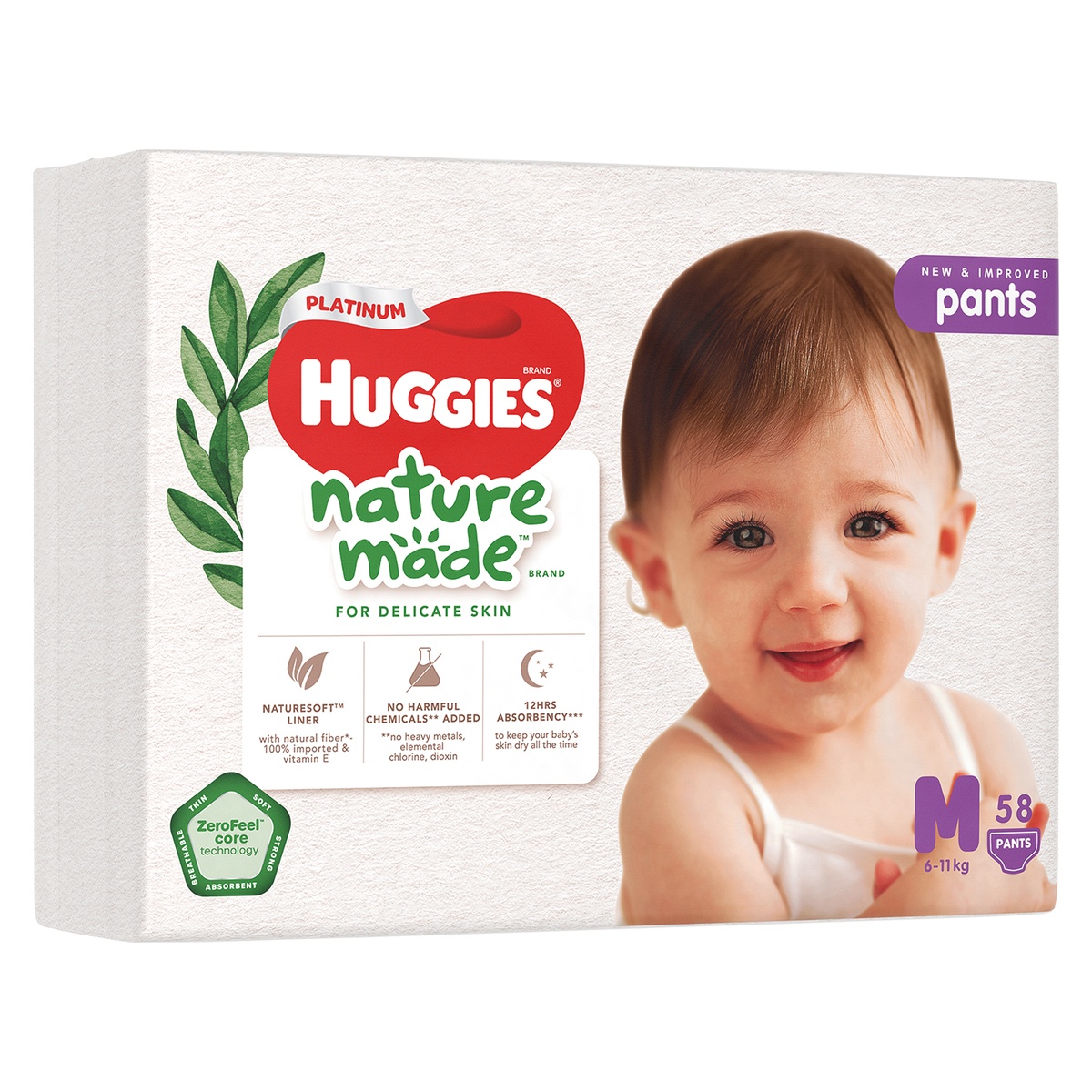 Bỉm - Tã quần Huggies Nature size M 58 miếng (cho bé 6-11kg) - mặt trái