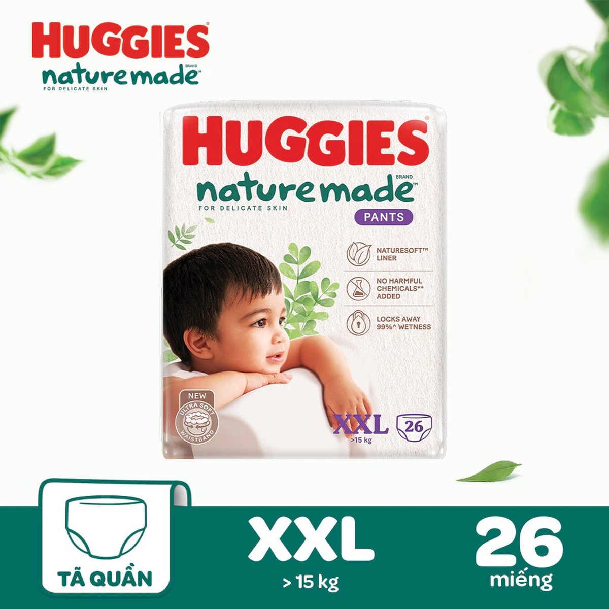 Bỉm/ tã quần Huggies Naturemade size XXL26 (cho bé trên 15kg) - EC - mặt phải