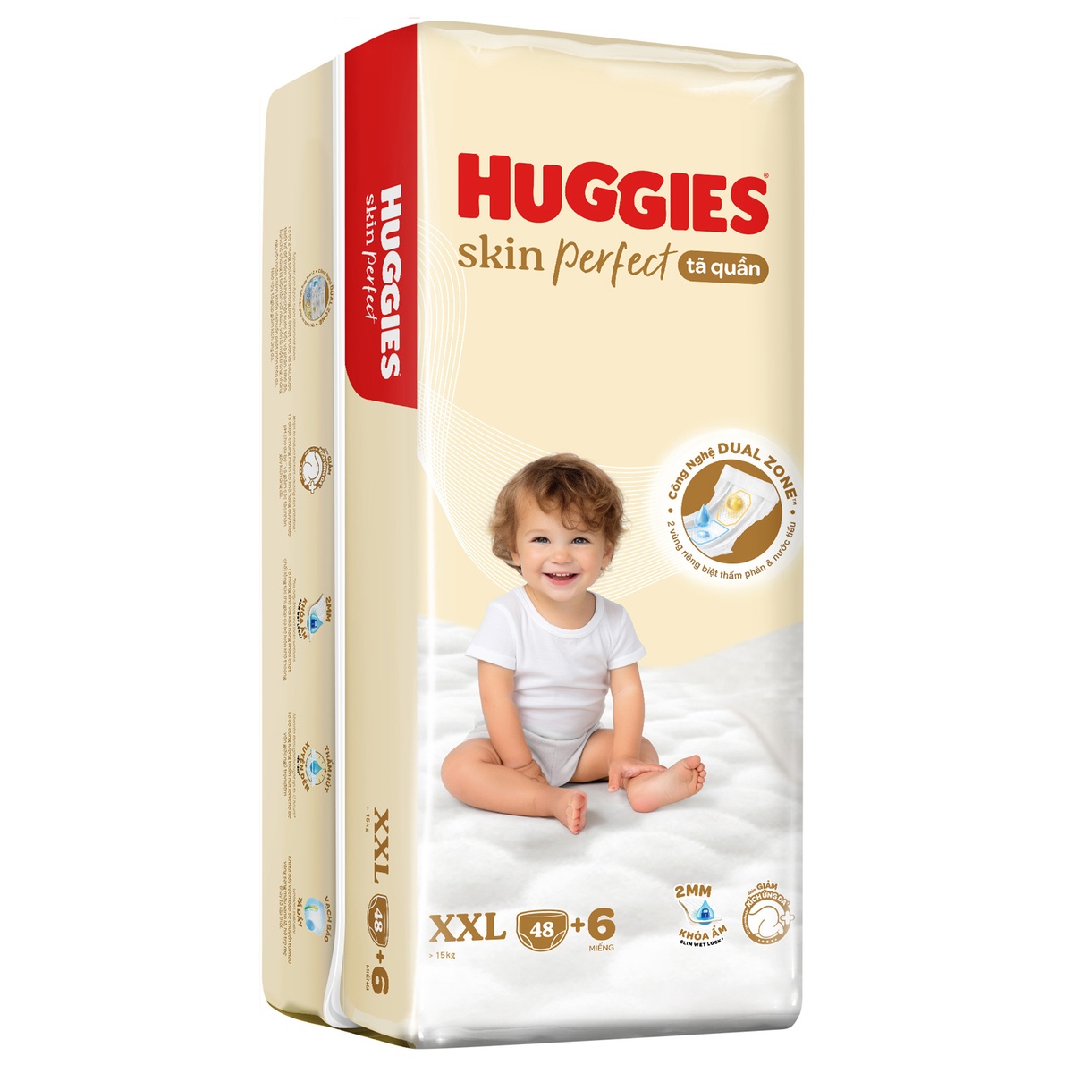Bỉm - Tã quần Huggies Skin Perfect size XXL48-54 miếng (cho bé >14kg) - mặt trái