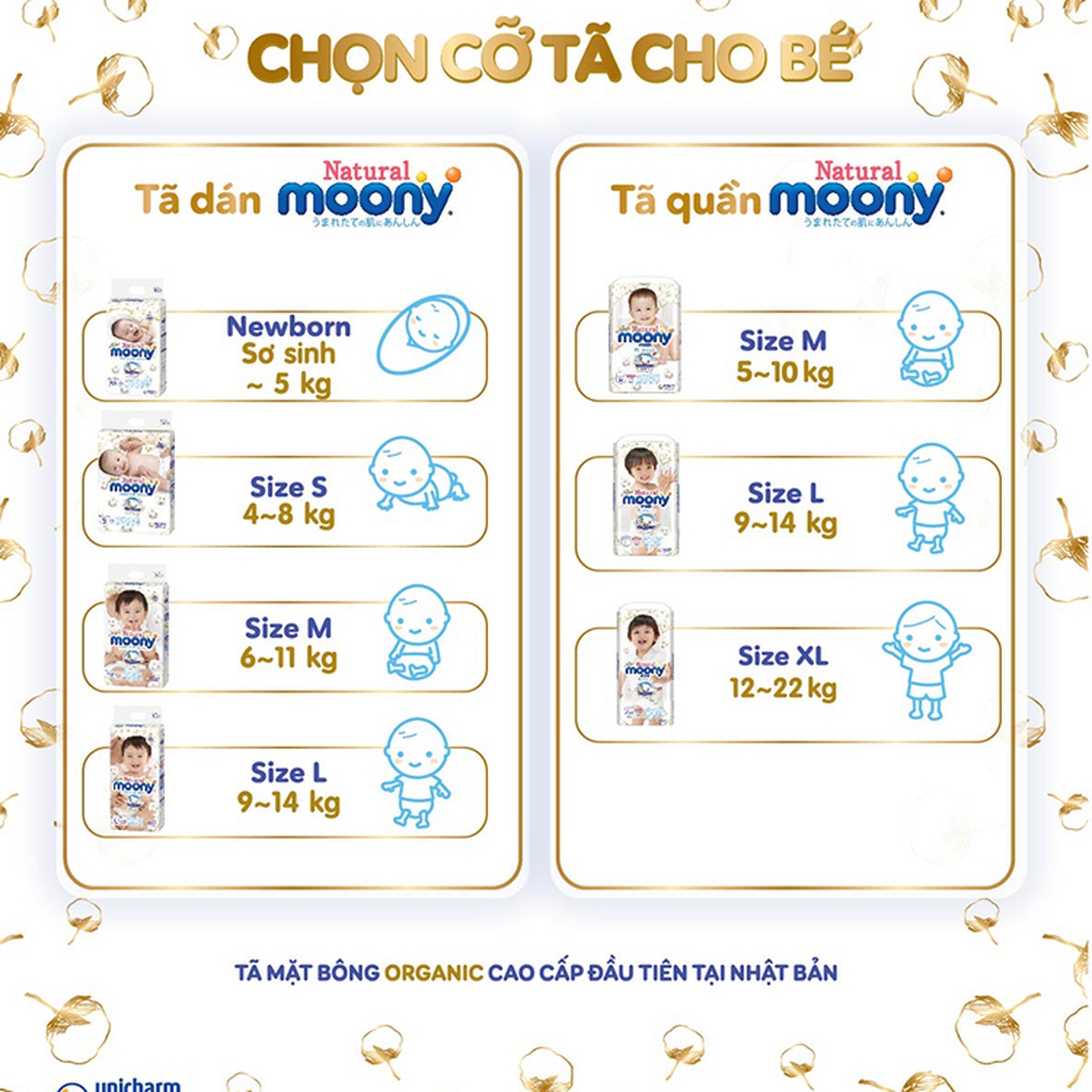 Bỉm - Tã quần Moony Natural size L 36 miếng (cho bé 9 - 14kg) - mặt sau
