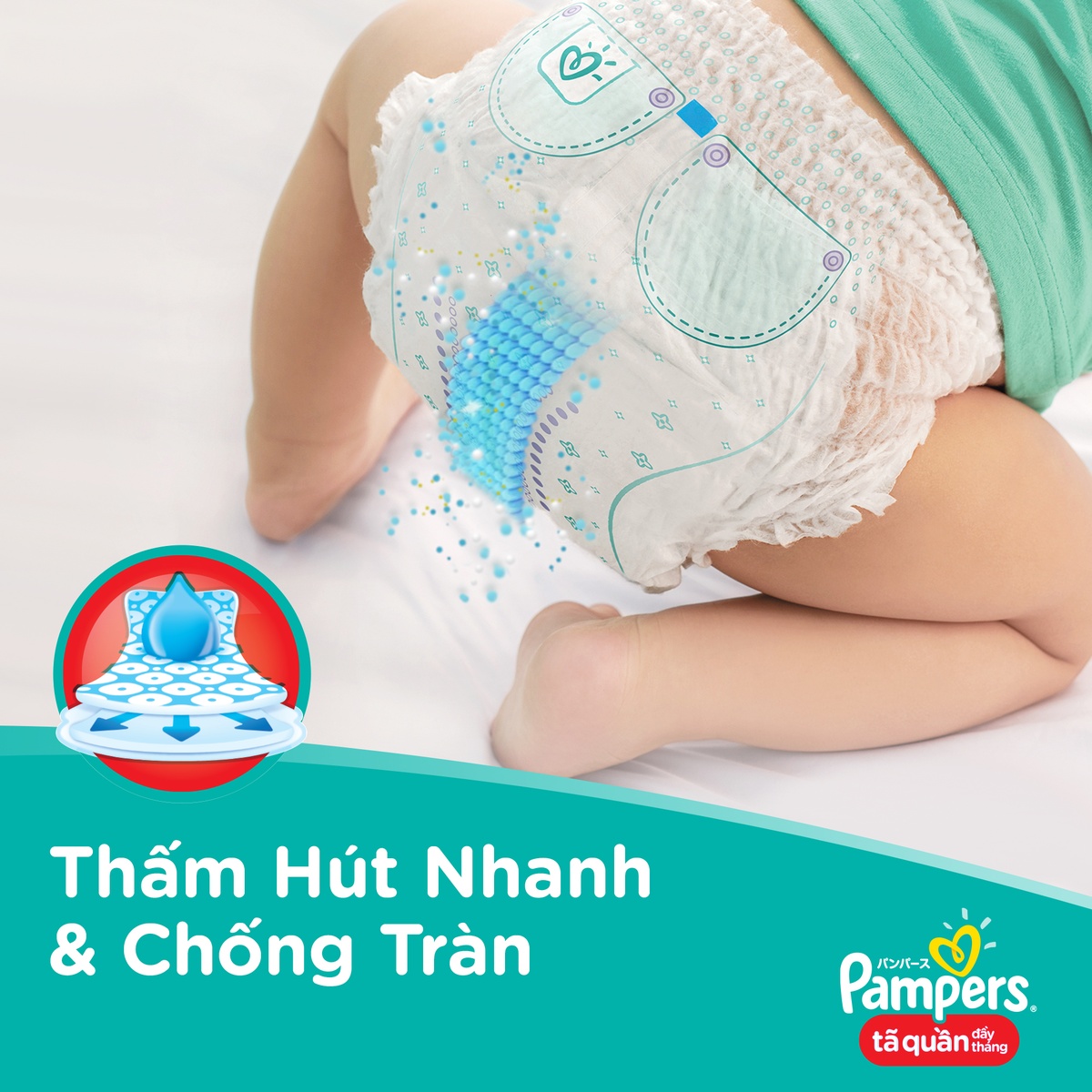 Bỉm - Tã quần Pampers Super Jumbo size L 68 miếng cho bé 9-14kg - góc nghiêng