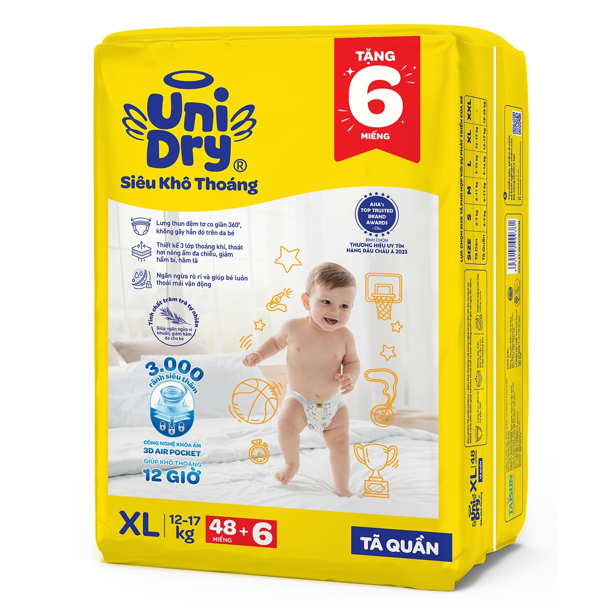Tã quần Unidry size XL 48 miếng (cho bé 12 - 17kg) - mặt phải