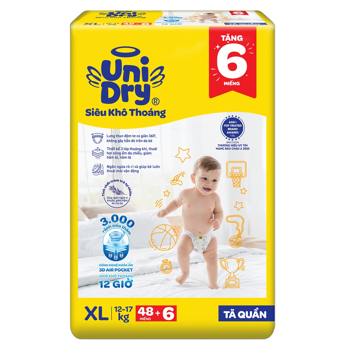 Tã quần Unidry size XL 48 miếng (cho bé 12 - 17kg) - mặt sau