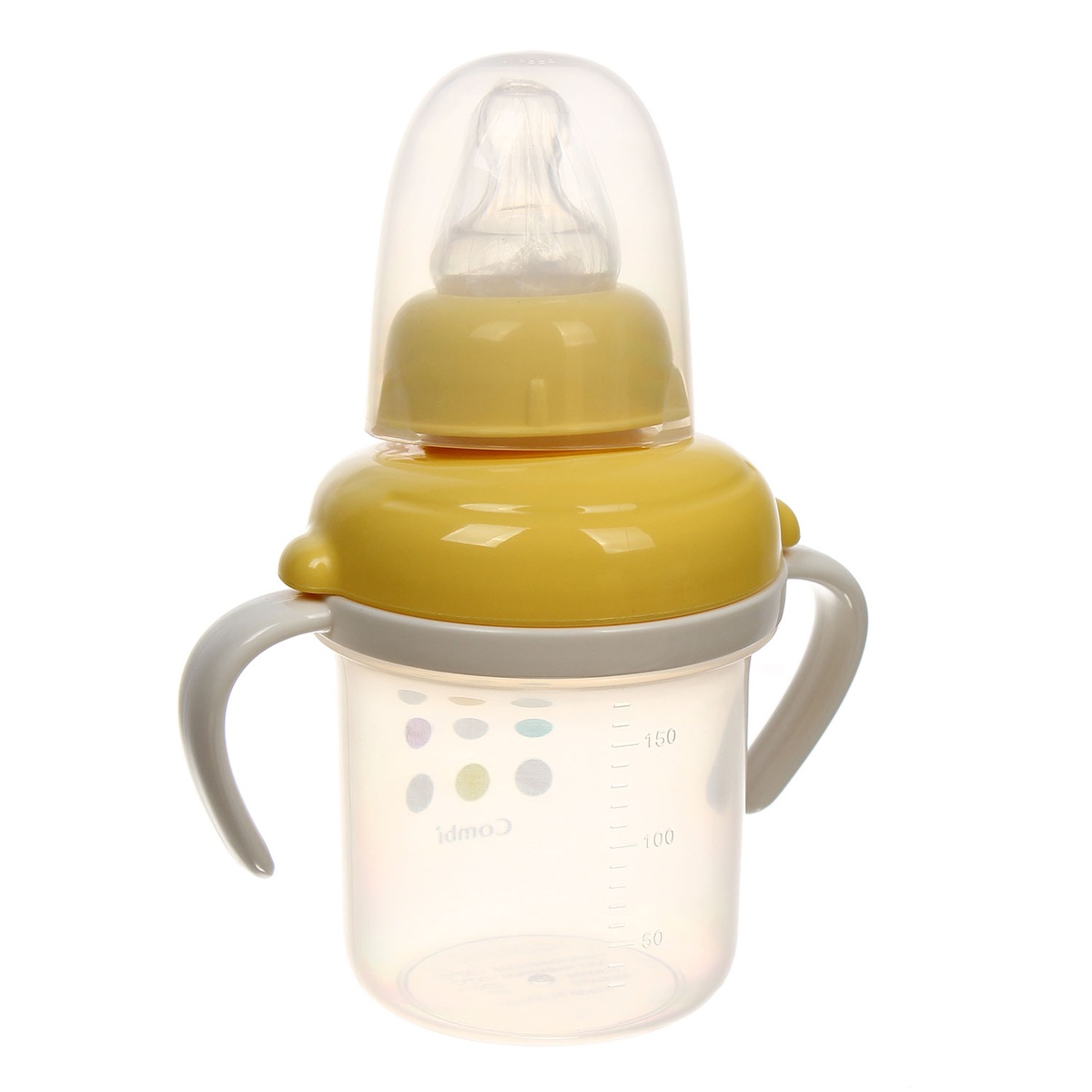 Bình tập uống Combi Step 1 chấm bi vàng nhạt 3641 - mặt phải