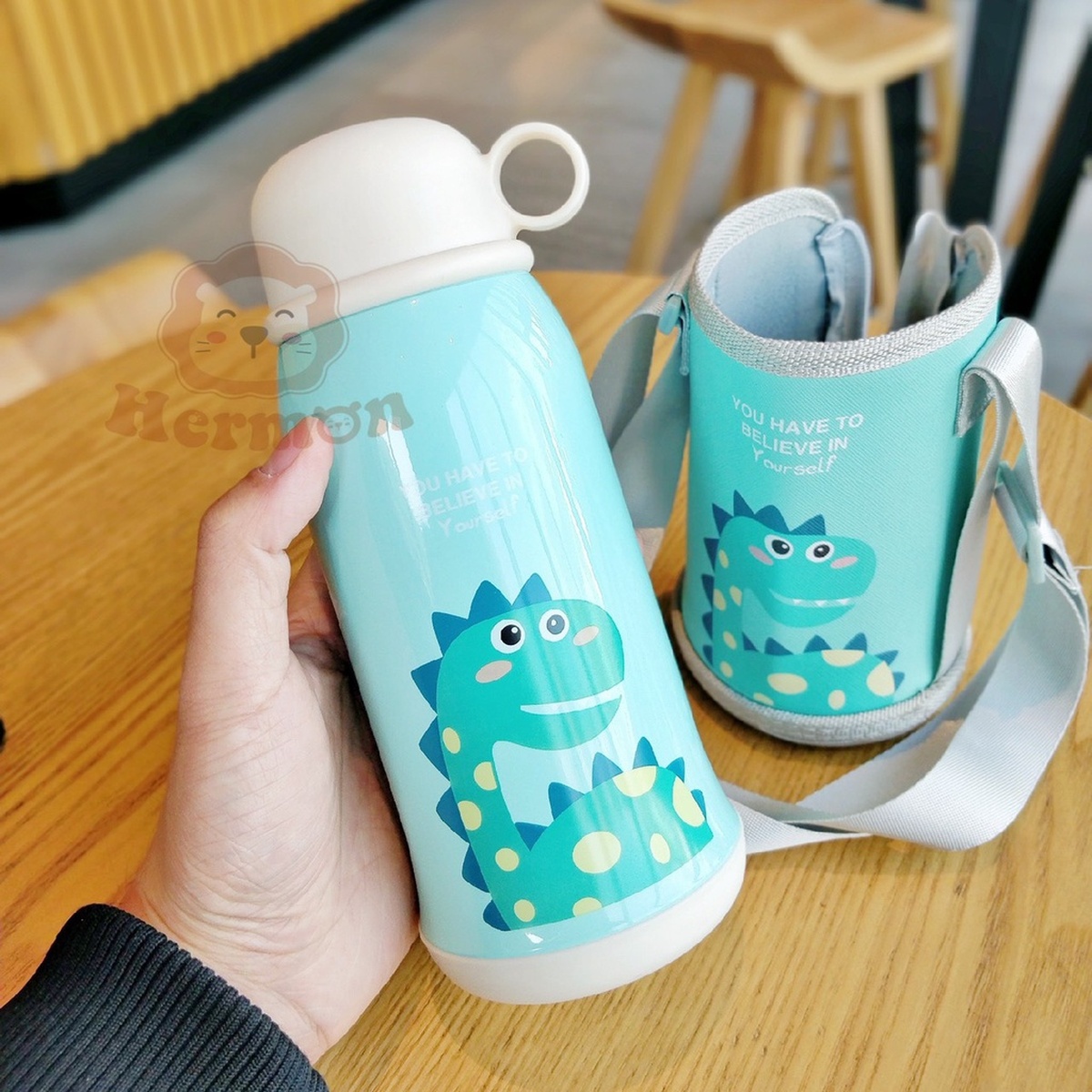 Bình nước giữ nhiệt Hermon Inox 2 nắp 600ml kèm cốc (Màu ngẫu nhiên) - hình 6