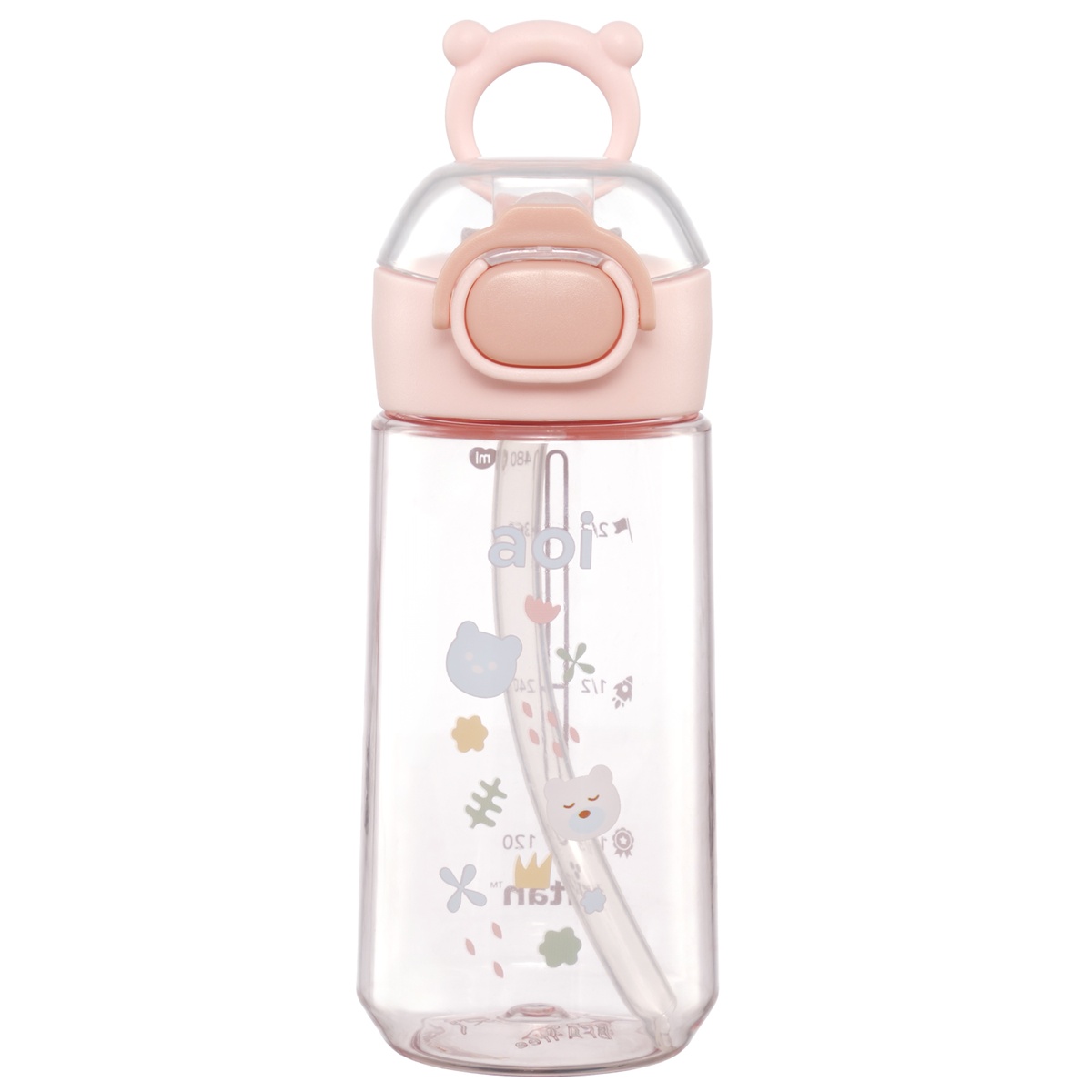 Bình nước trẻ em tritan Aoi Buddy gấu 480ml - mặt trái