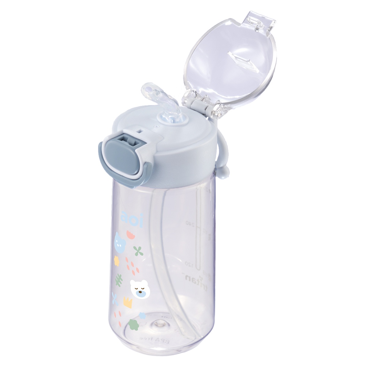 Bình nước trẻ em tritan Aoi Buddy gấu 480ml - mặt sau