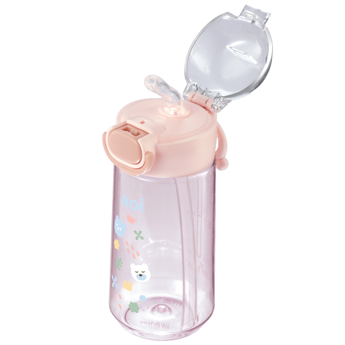 Bình nước trẻ em tritan Aoi Buddy gấu 480ml - góc nghiêng