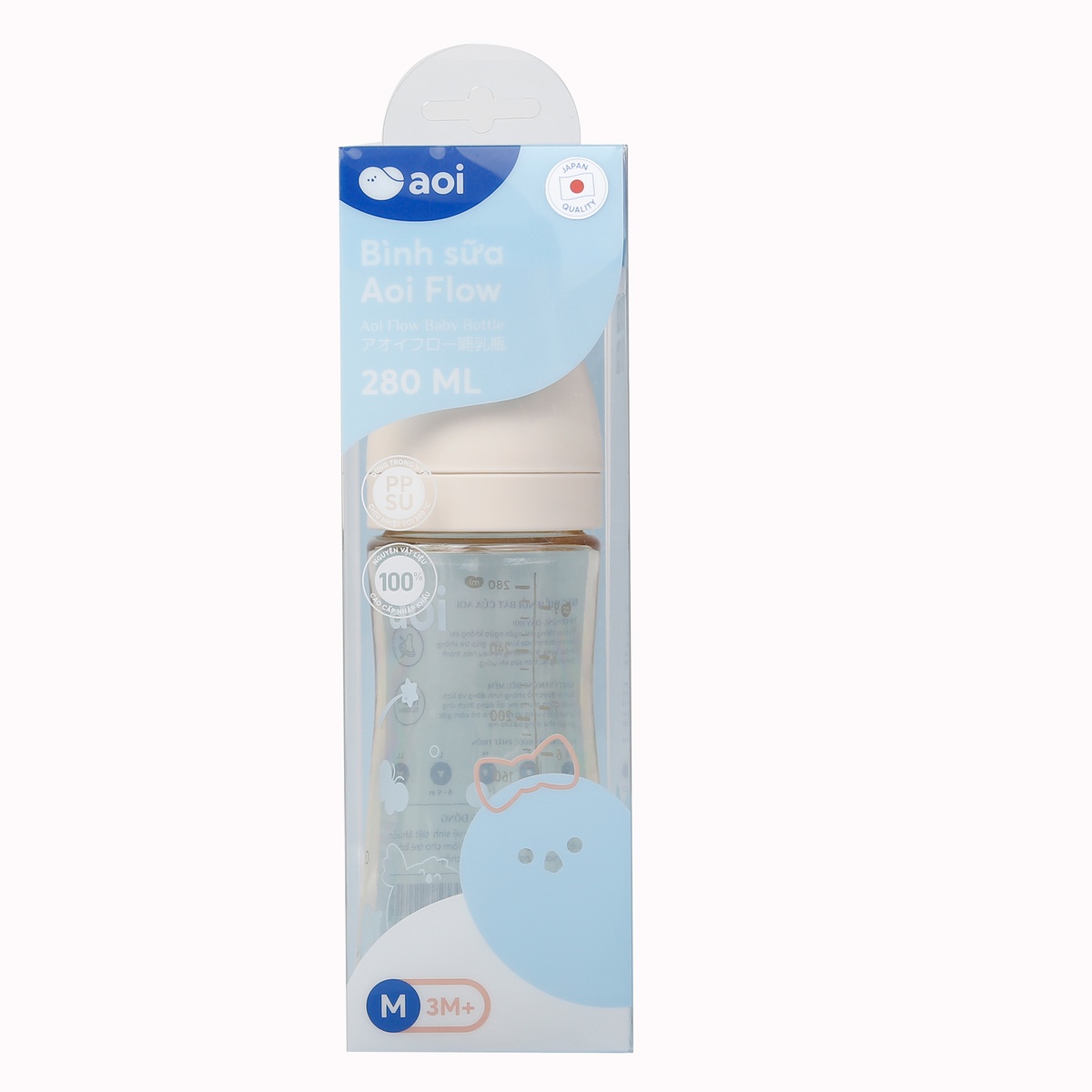 Bình sữa Aoi Flow 280ml PPSU (Màu ngẫu nhiên) - góc nghiêng
