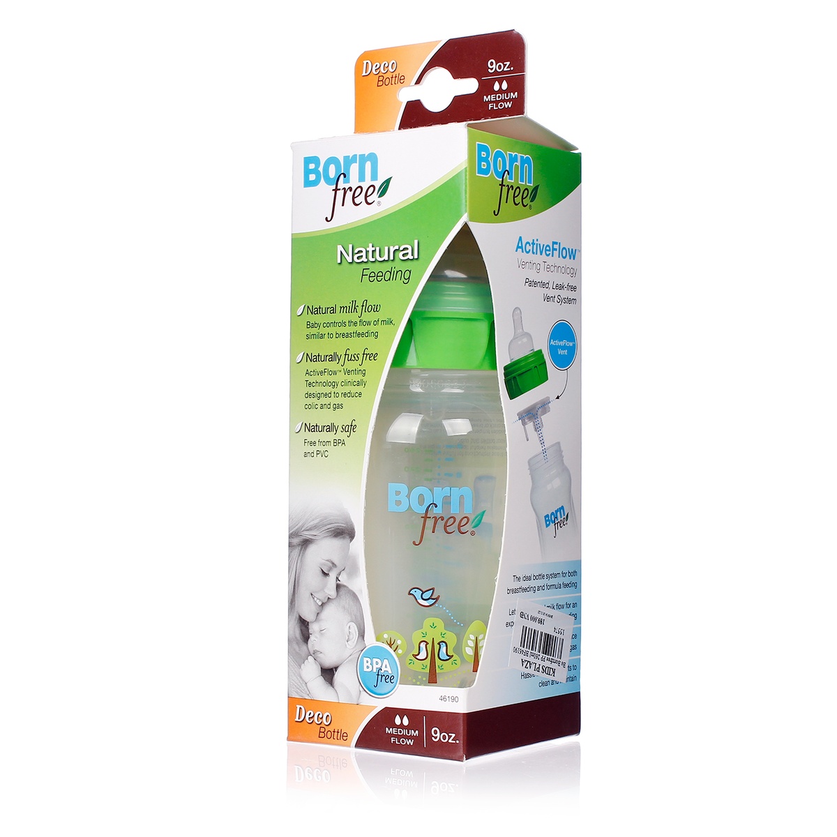 Bình sữa Born free nhựa PP 260ml BF46190 - mặt phải