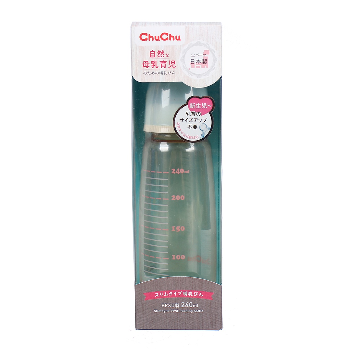 Bình sữa Chuchu cổ hẹp 240ml (Nhựa PPSU) - mặt phải