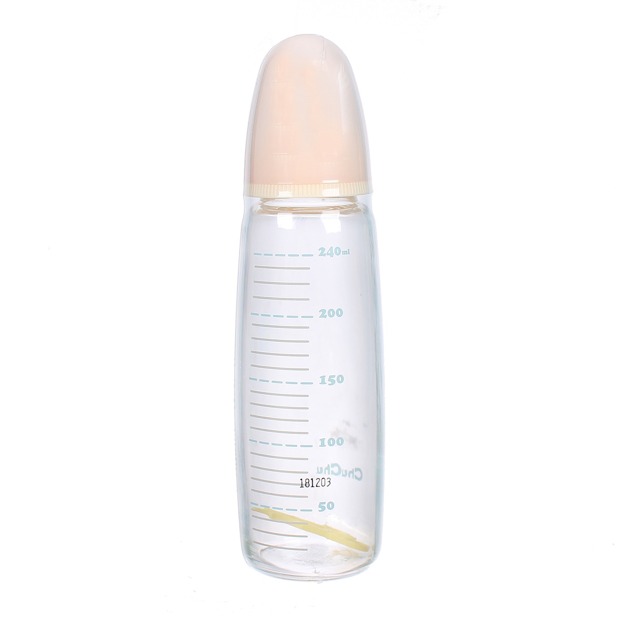 Bình sữa thủy tinh ChuChuBaby 240ml có núm silicone - mặt trái