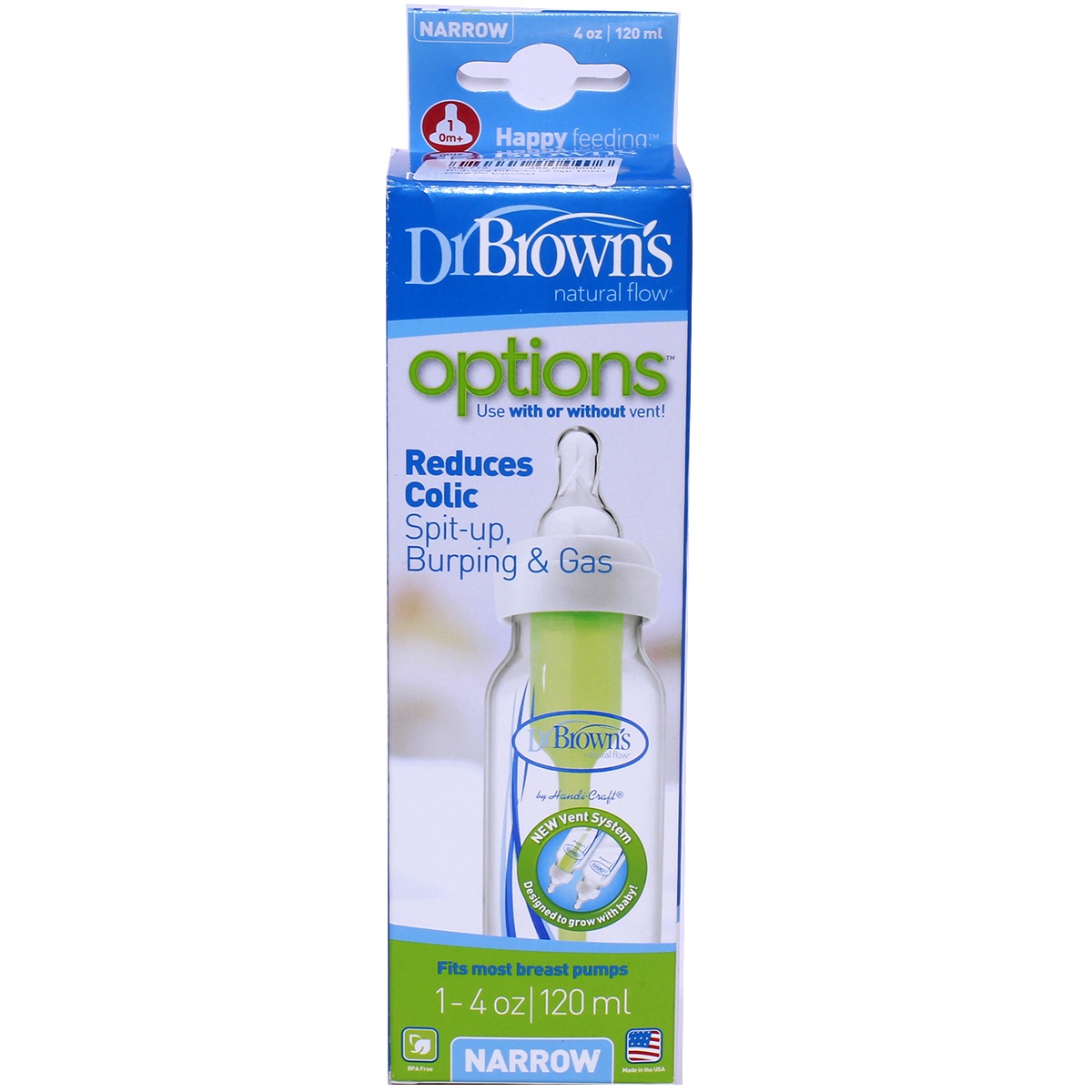 Bình sữa Dr Brown 120ml cổ hẹp  - mặt sau