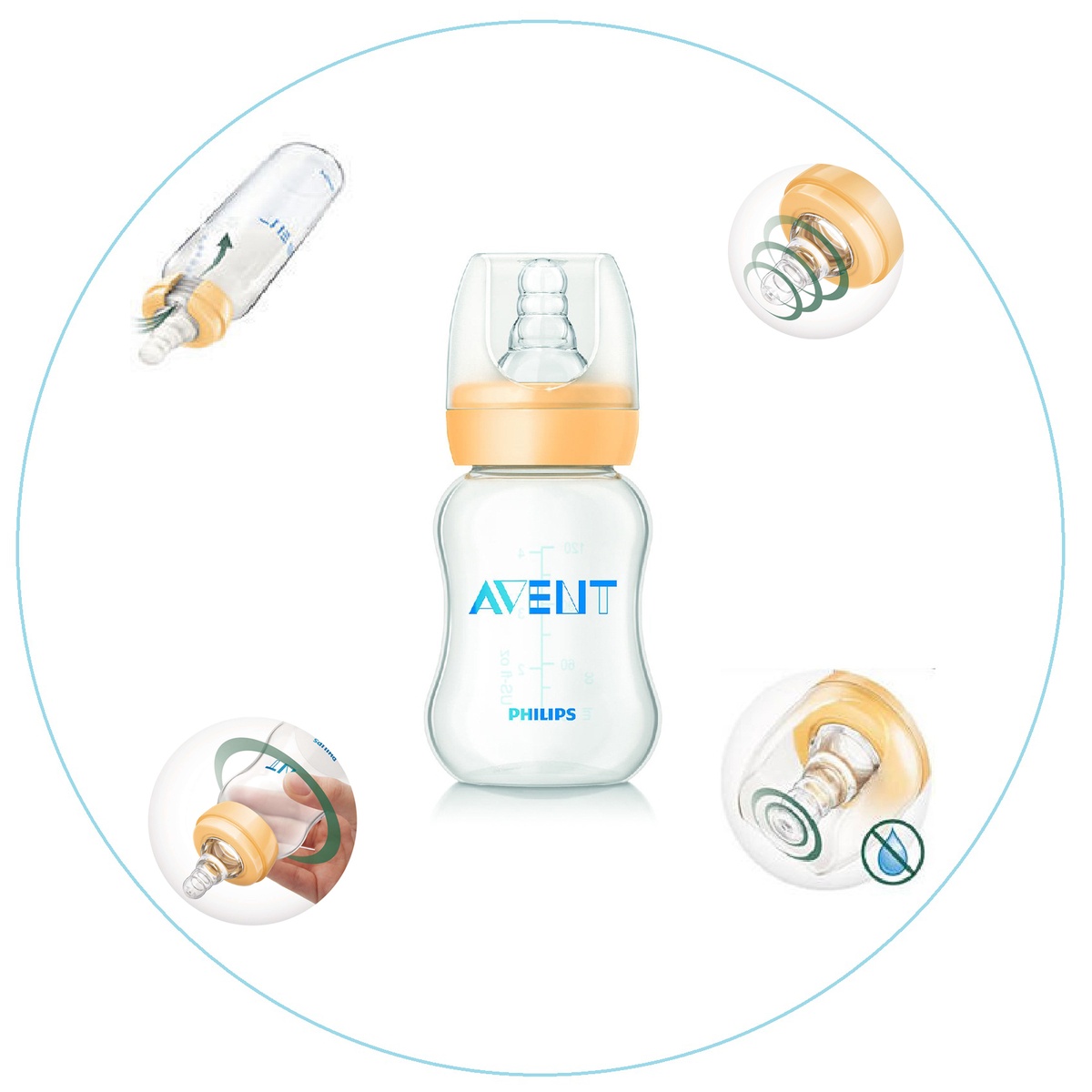 Bình sữa cổ hẹp Philip Avent 120ml SCF970/17 - mặt sau
