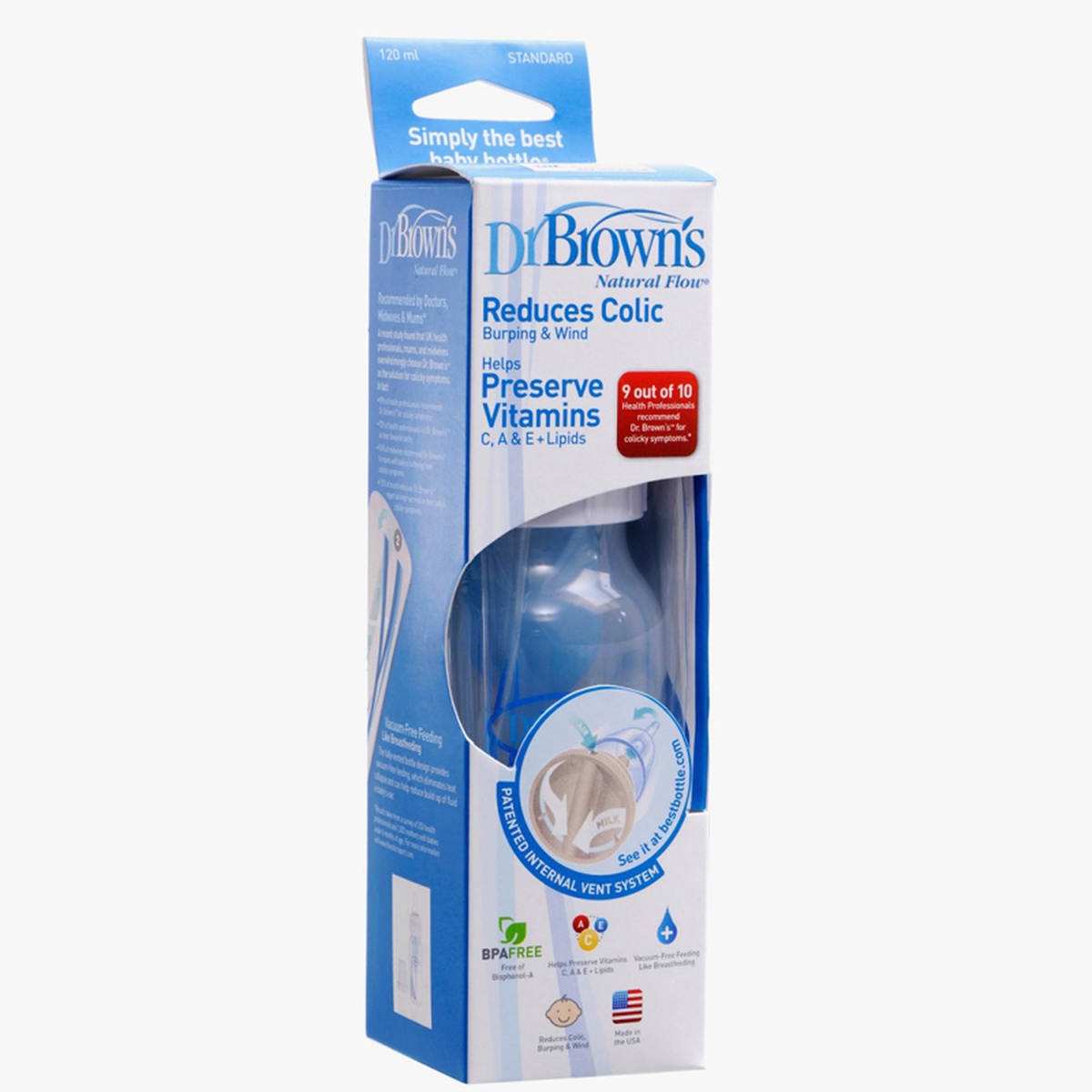 Bình sữa cổ hẹp PP Dr.brown's 120ml  - góc nghiêng