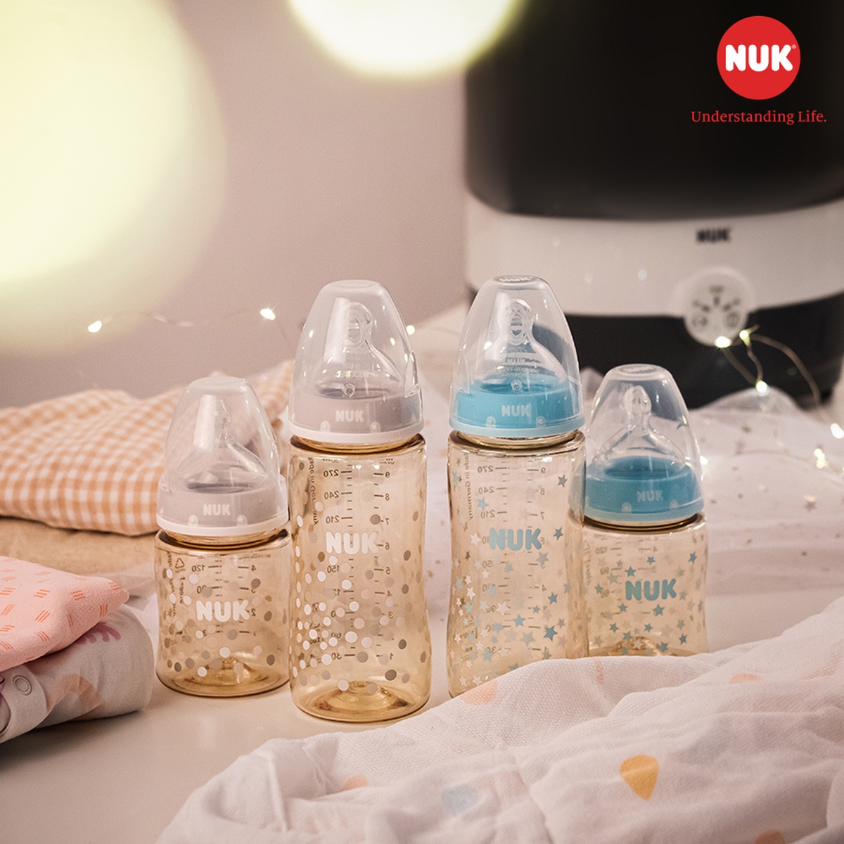Bình sữa cổ rộng NUK PREMIUM CHOICE+ nhựa PPSU 150ML núm ti S1-M NU35762 - mặt sau