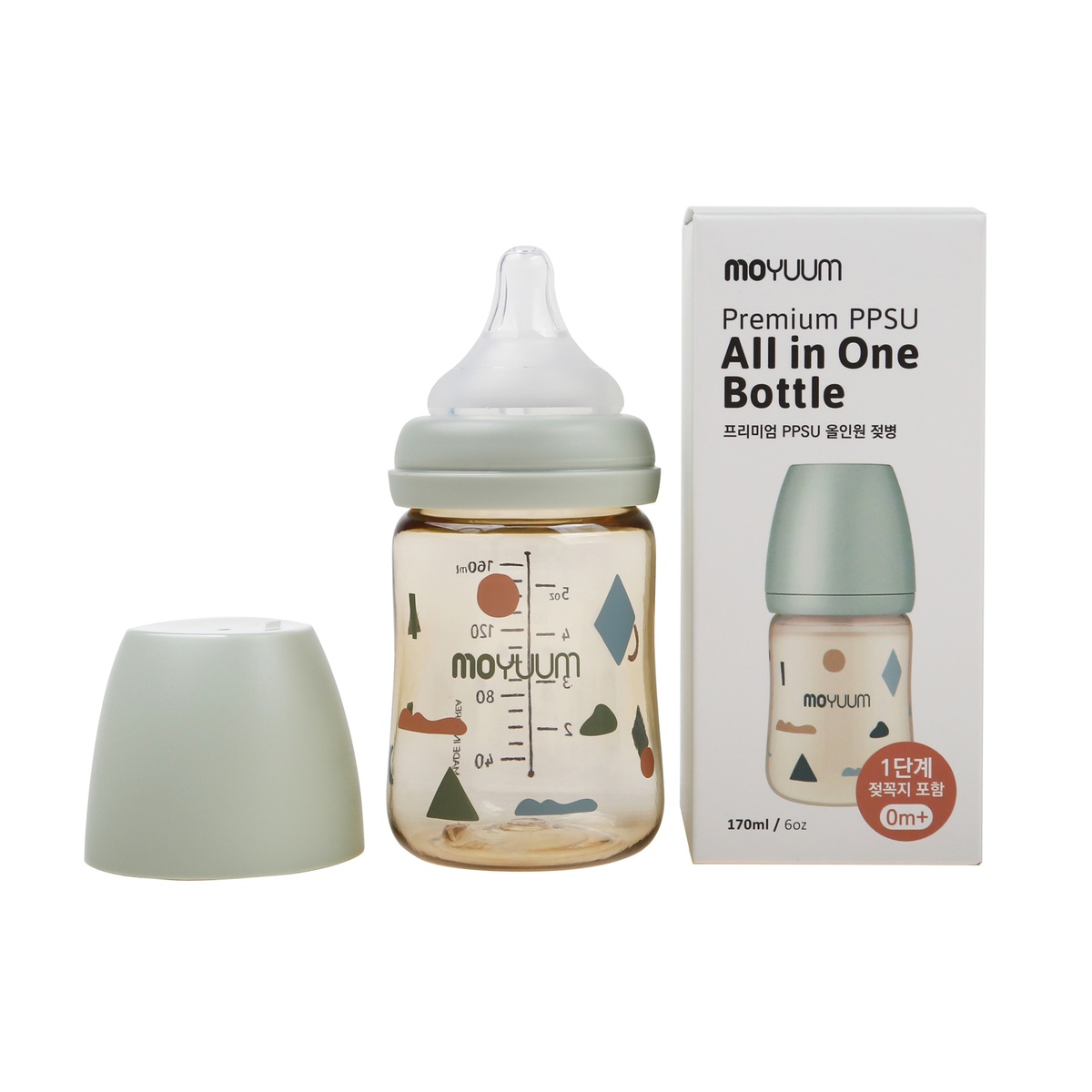 Bình sữa Moyuum mây xanh 170ml - mặt sau