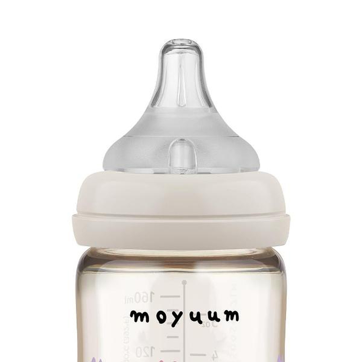 Bình sữa Moyuum PPSU in Cat 170ml (Màu xám) - mặt phải
