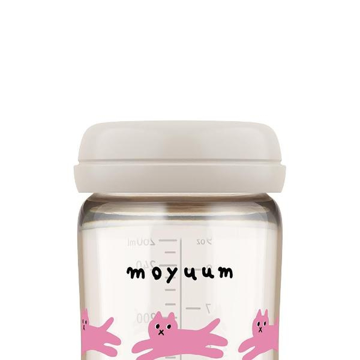 Bình sữa Moyuum PPSU in Cat 270ml (Màu xám) - mặt phải