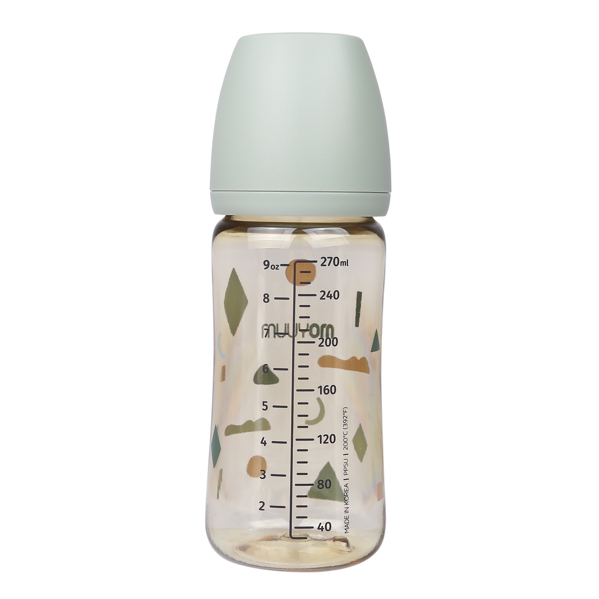 Bình sữa Moyuum mây xanh 270ml - mặt sau