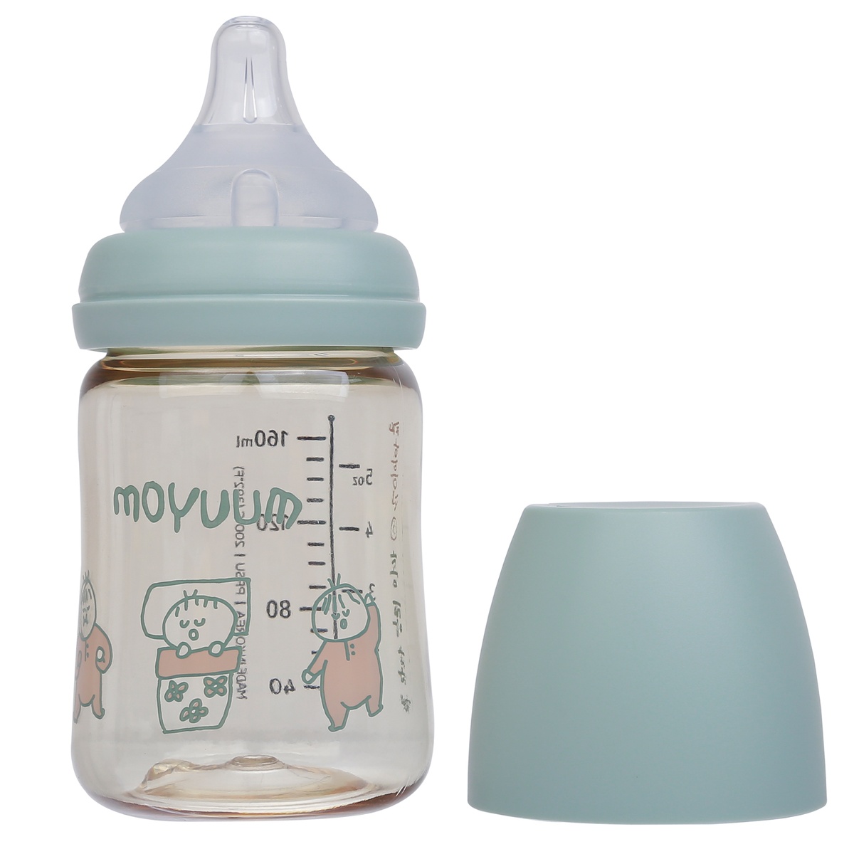 Bình sữa Moyuum Ogu Ogu xanh 170ml  - mặt phải