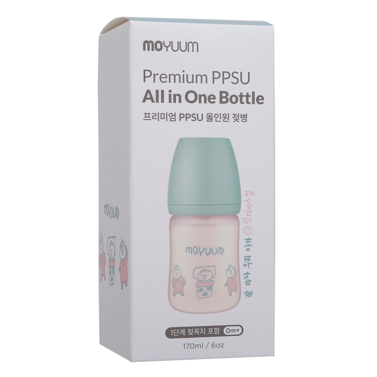 Bình sữa Moyuum Ogu Ogu xanh 170ml  - mặt sau