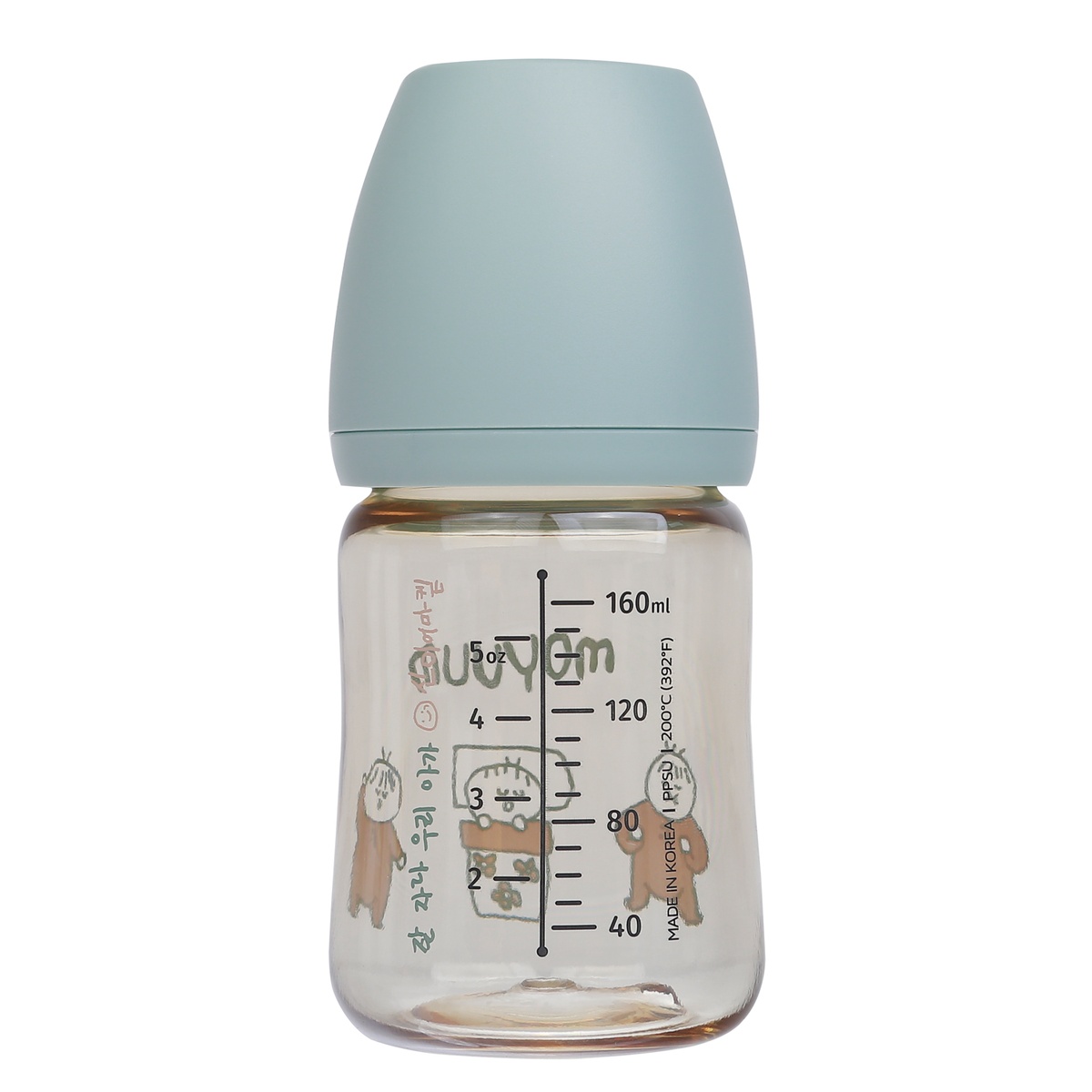 Bình sữa Moyuum Ogu Ogu xanh 170ml  - góc nghiêng