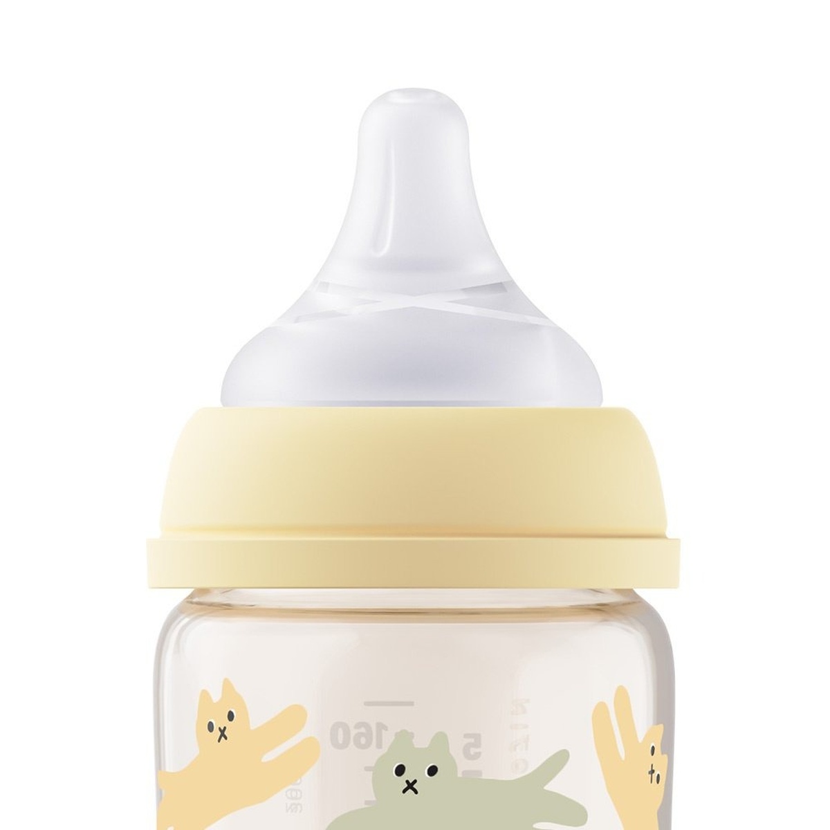 Bình sữa Moyuum PPSU Premium thế hệ thứ 3 Yellow Cat 170ml - mặt trái