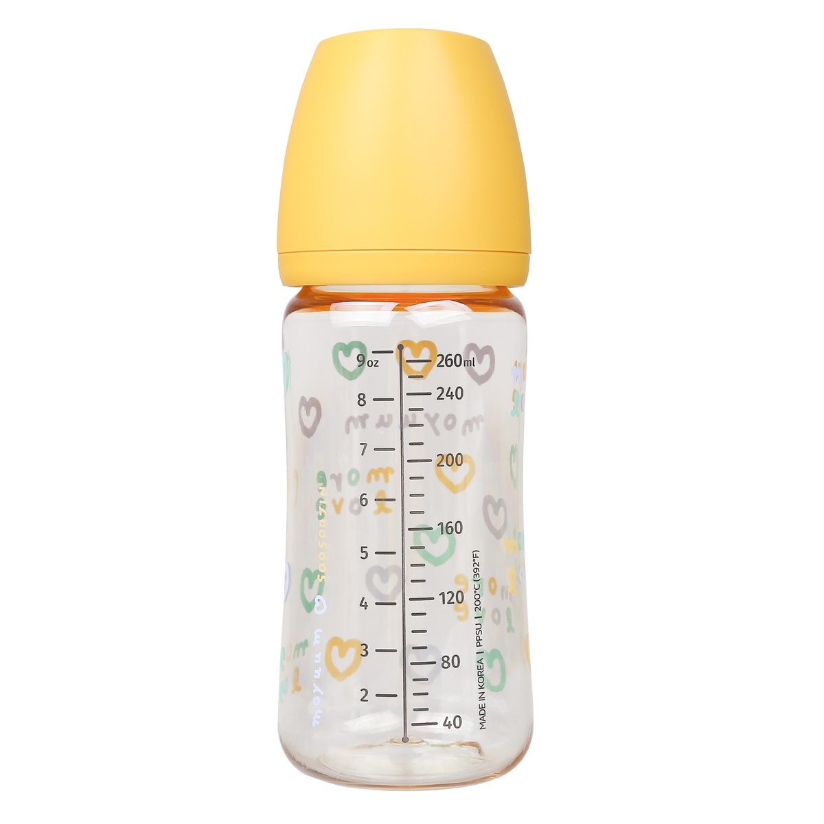 Bình sữa Moyuum Yellow Love 270ml  - mặt sau