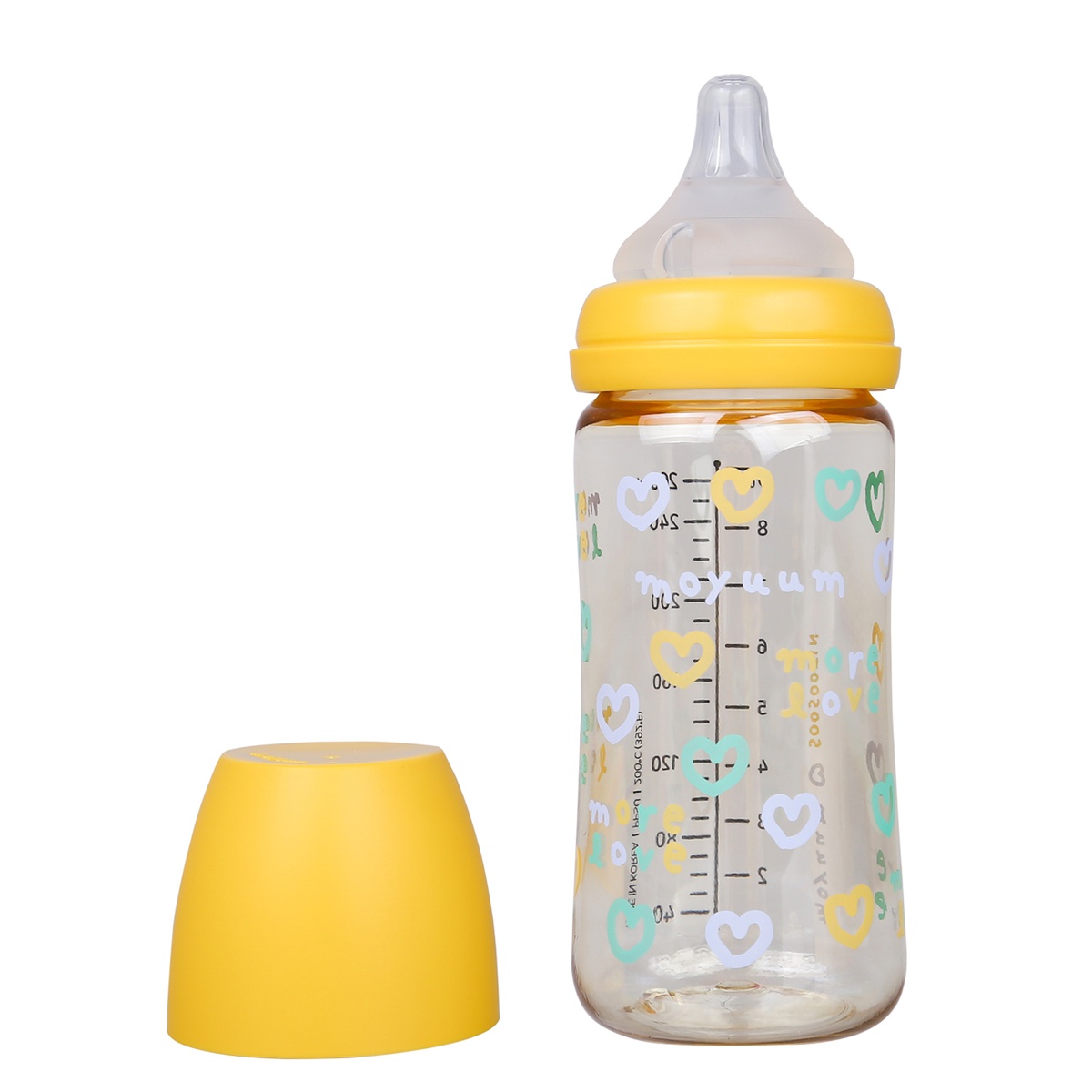 Bình sữa Moyuum Yellow Love 270ml  - góc nghiêng