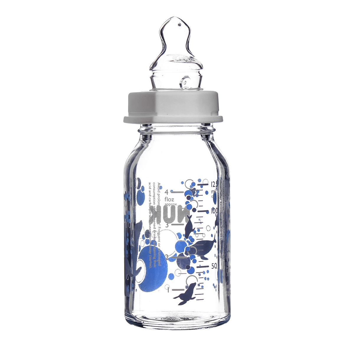 Bình sữa Nuk 125ml cổ hẹp silicon - mặt trái