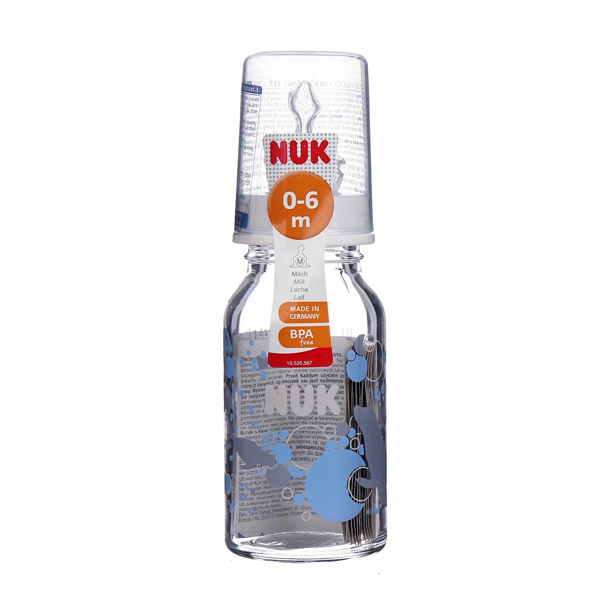 Bình sữa Nuk 125ml cổ hẹp silicon - mặt phải