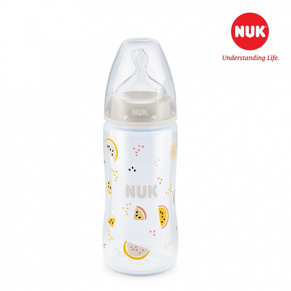 Bình sữa NUK cho bé PP 300ml núm ty Silicone S1 - M - mặt trái