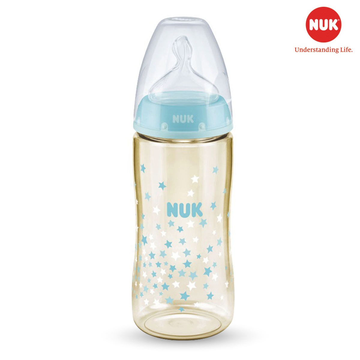 Bình sữa cổ rộng Nuk PPSU 300ml núm ty S2-M NU35760 - mặt phải