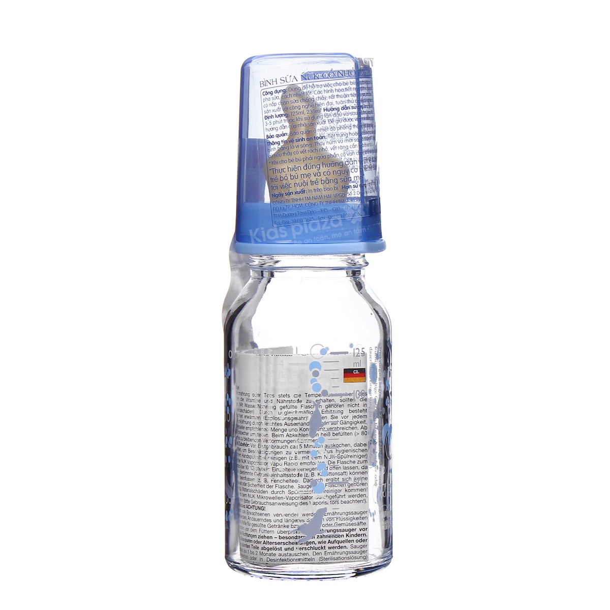 Bình sữa Nuk 125ml (cổ hẹp - cao su) - mặt trái