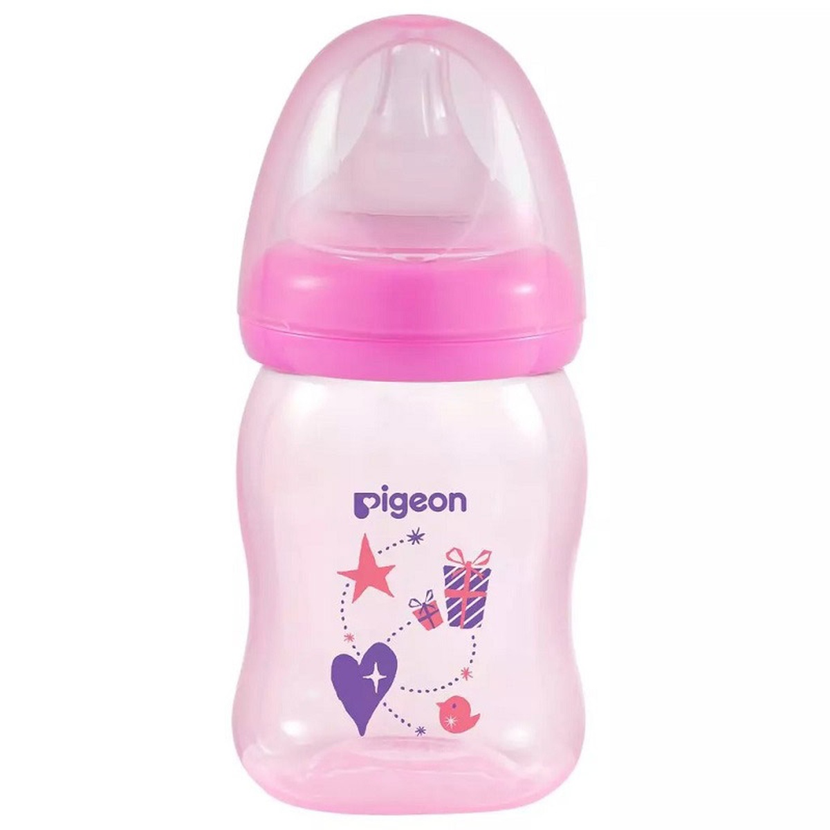 Bình sữa Pigeon PP Plus họa tiết Hồng 160ml - mặt phải