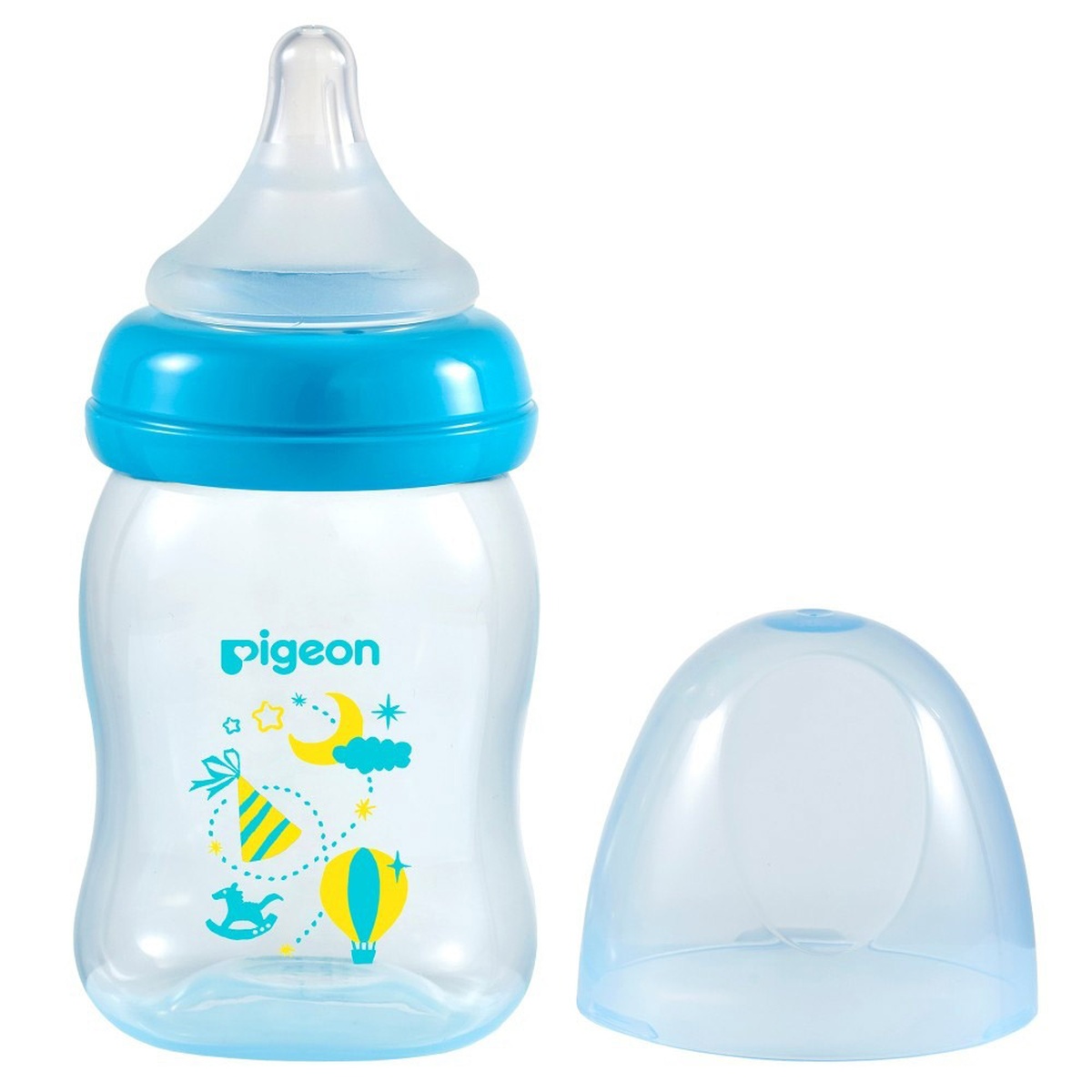 Bình sữa Pigeon PP Plus họa tiết Xanh 160ml - mặt phải