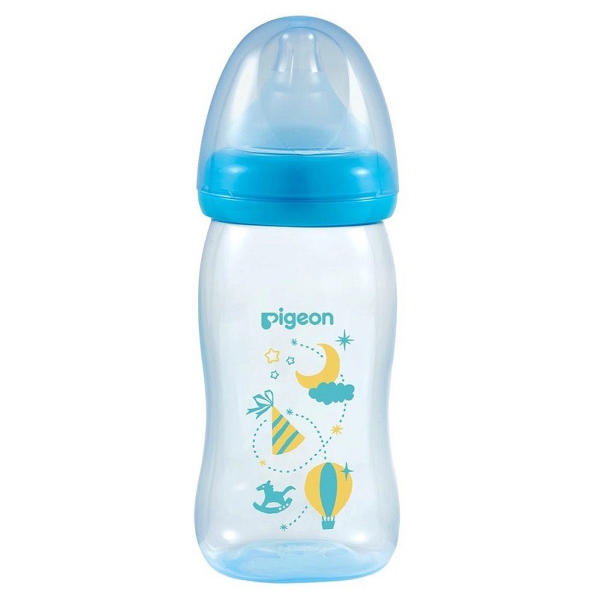 Bình sữa Pigeon PP Plus họa tiết xanh 240ml - mặt trái