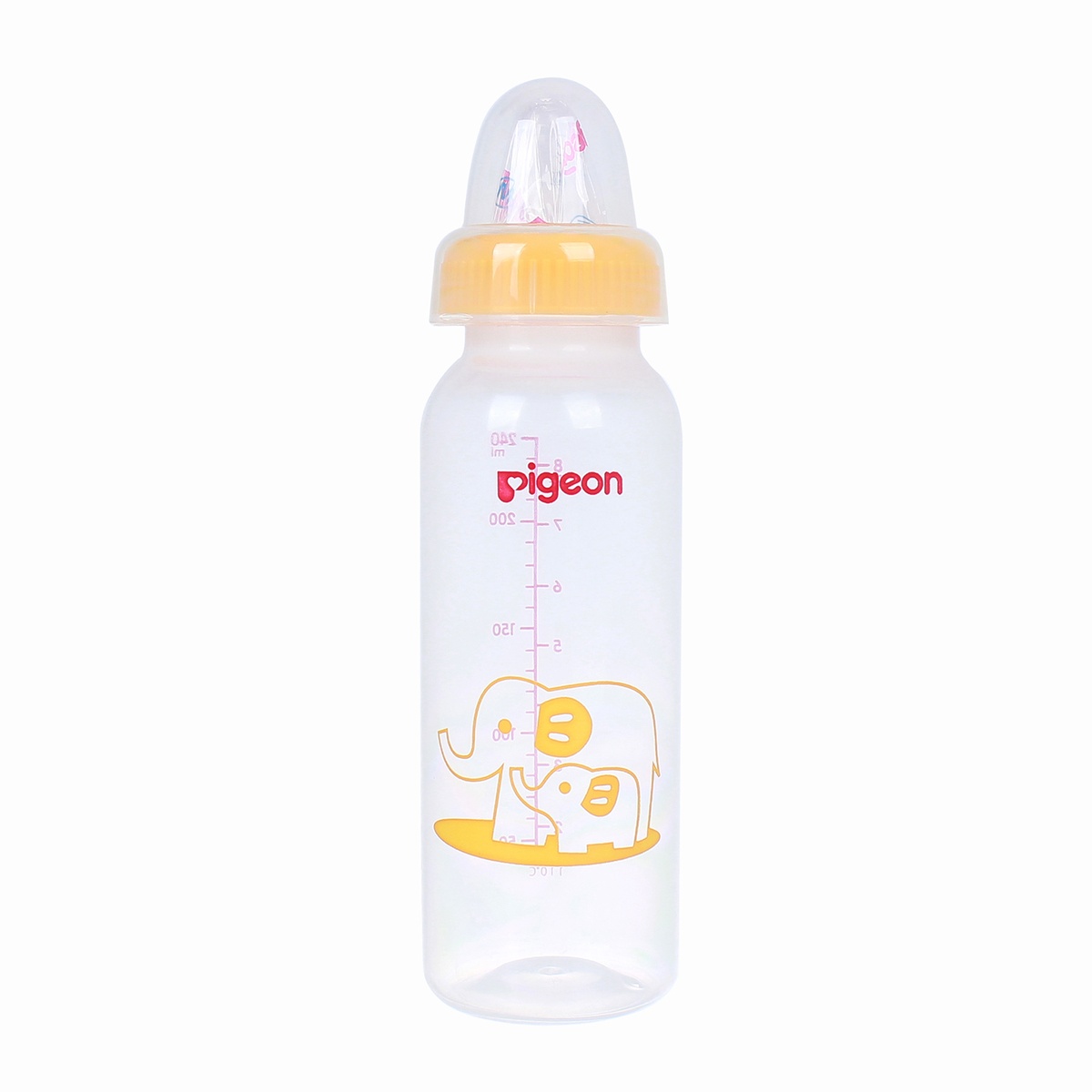 Bình sữa Pigeon PP tiêu chuẩn 240ml in hình chú voi ngộ nghĩnh - mặt trái
