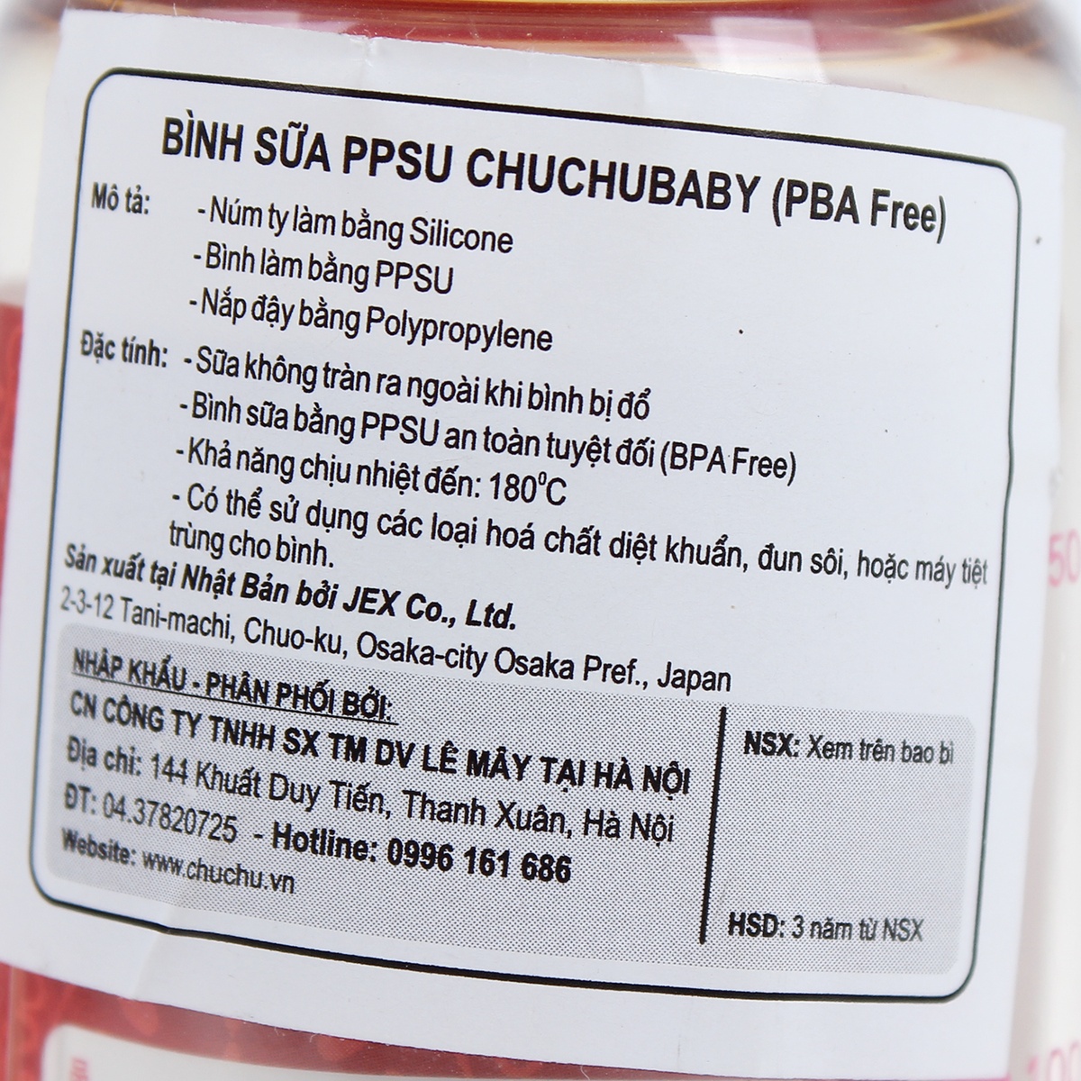 Bình sữa Chuchu 150ml (nhựa PPSU) - mặt phải
