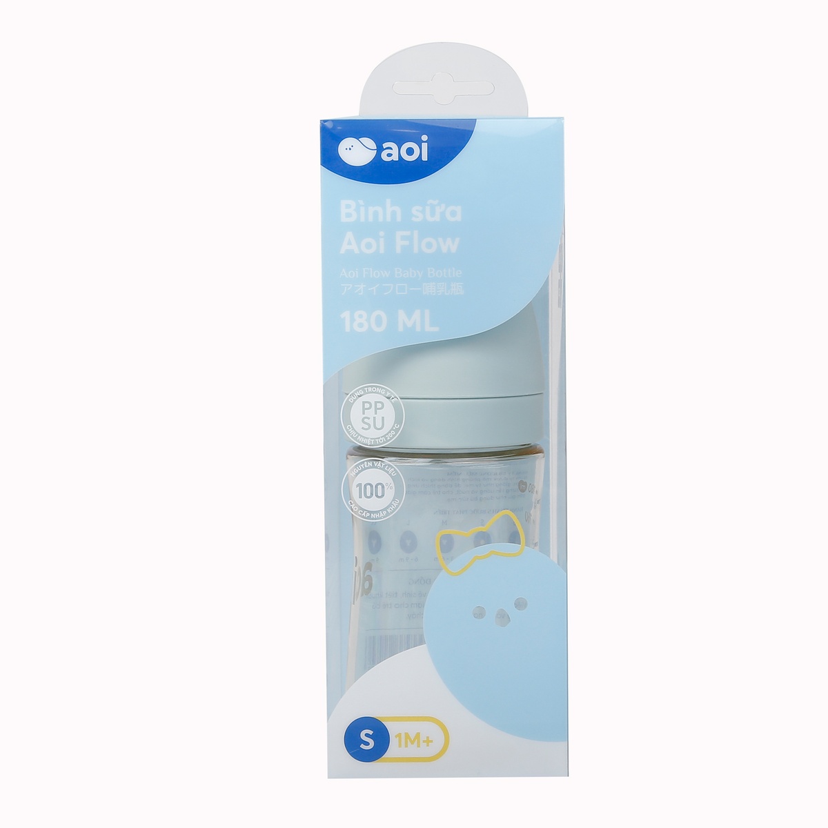 Bình sữa PPSU Aoi Flow 180ml (Màu ngẫu nhiên) - góc nghiêng