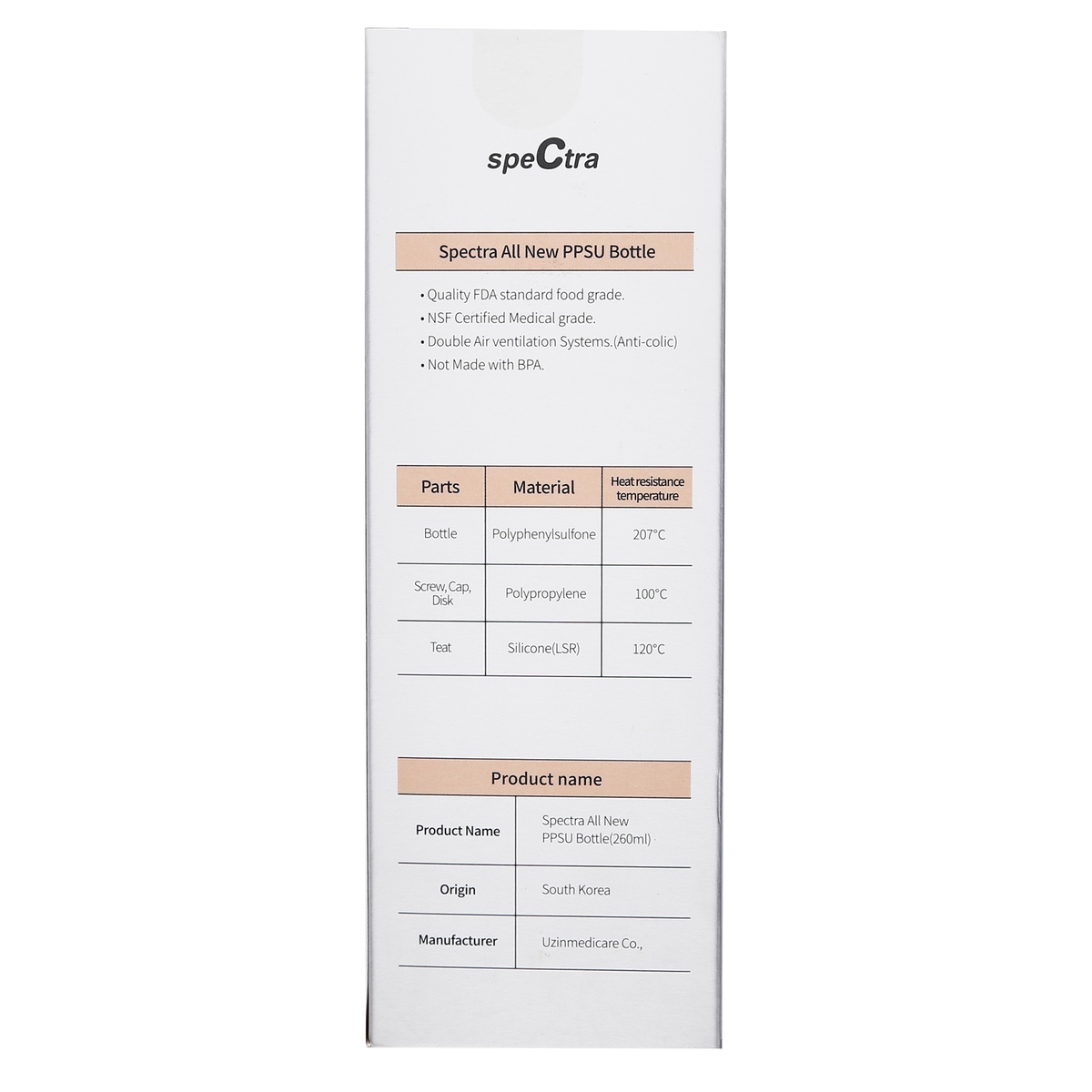 Bình sữa Spectra cổ rộng PPSU 260ml (màu vàng) cho bé trên 3 tháng - hình 6