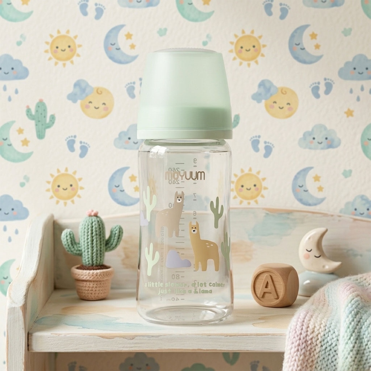 Bình sữa Moyuum PPSU Premium thế hệ thứ 3 Llama 270ml - mặt phải