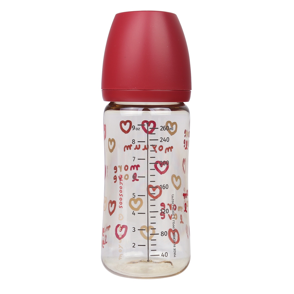 Bình sữa Moyuum Red Love 270ml  - mặt sau