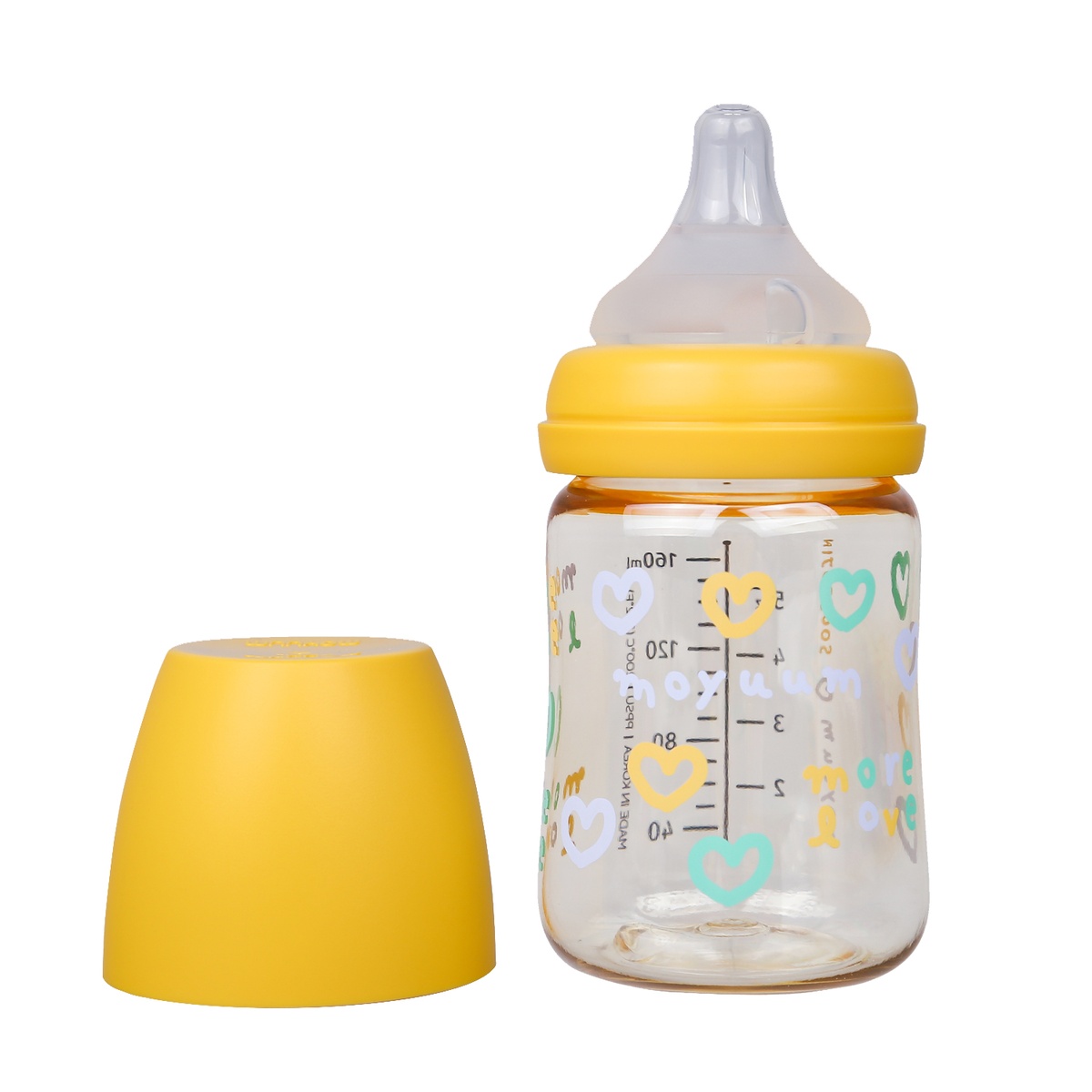 Bình sữa Moyuum Yellow Love 170ml  - góc nghiêng