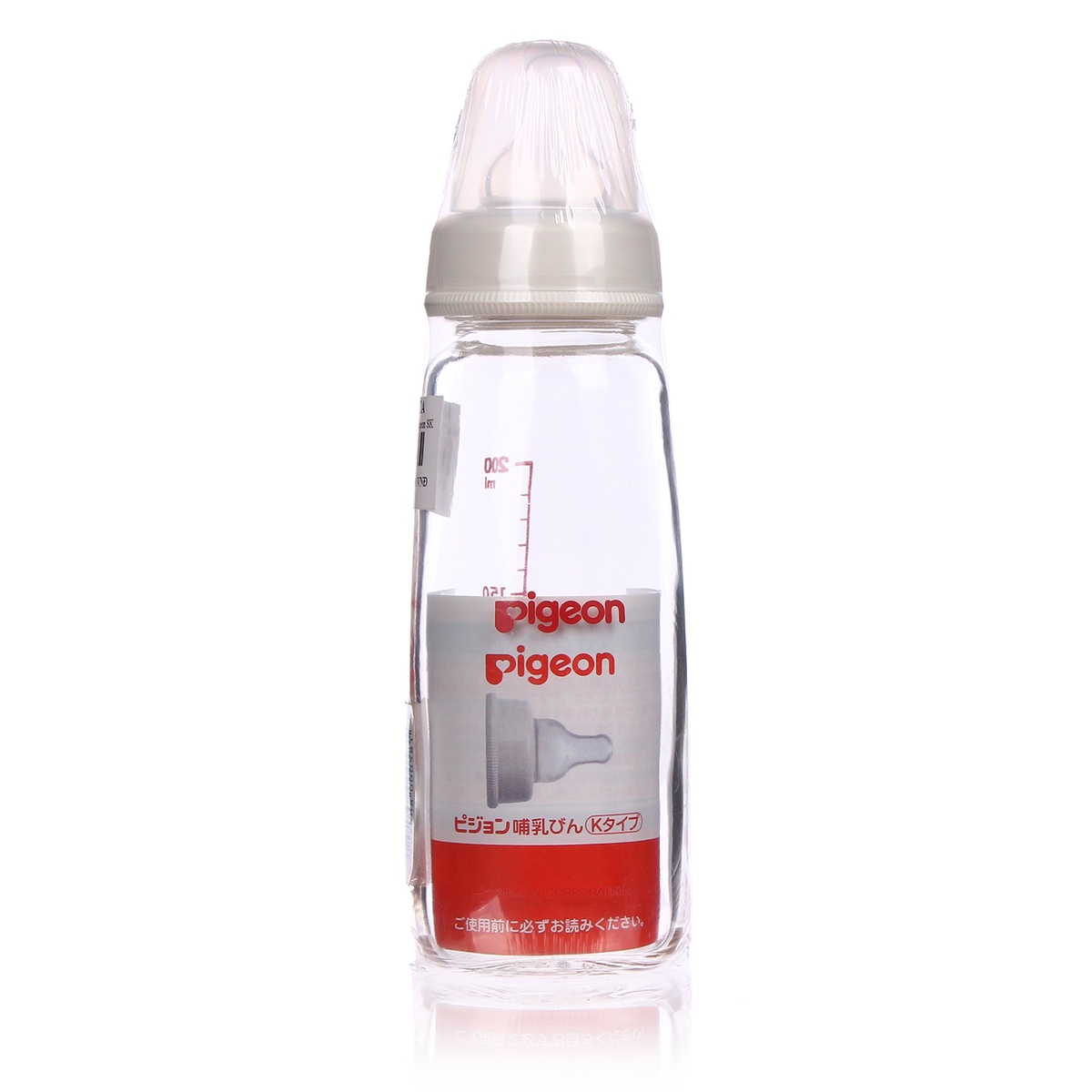 Bình sữa thủy tinh cổ hẹp 200ml Pigeon - mặt trái