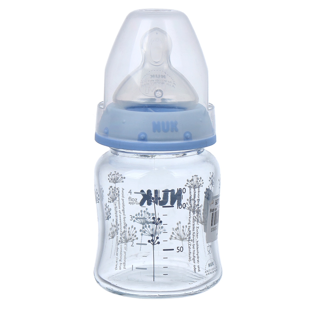 Bình sữa thủy tinh siêu mềm 120ml Nuk 747052 - mặt trái