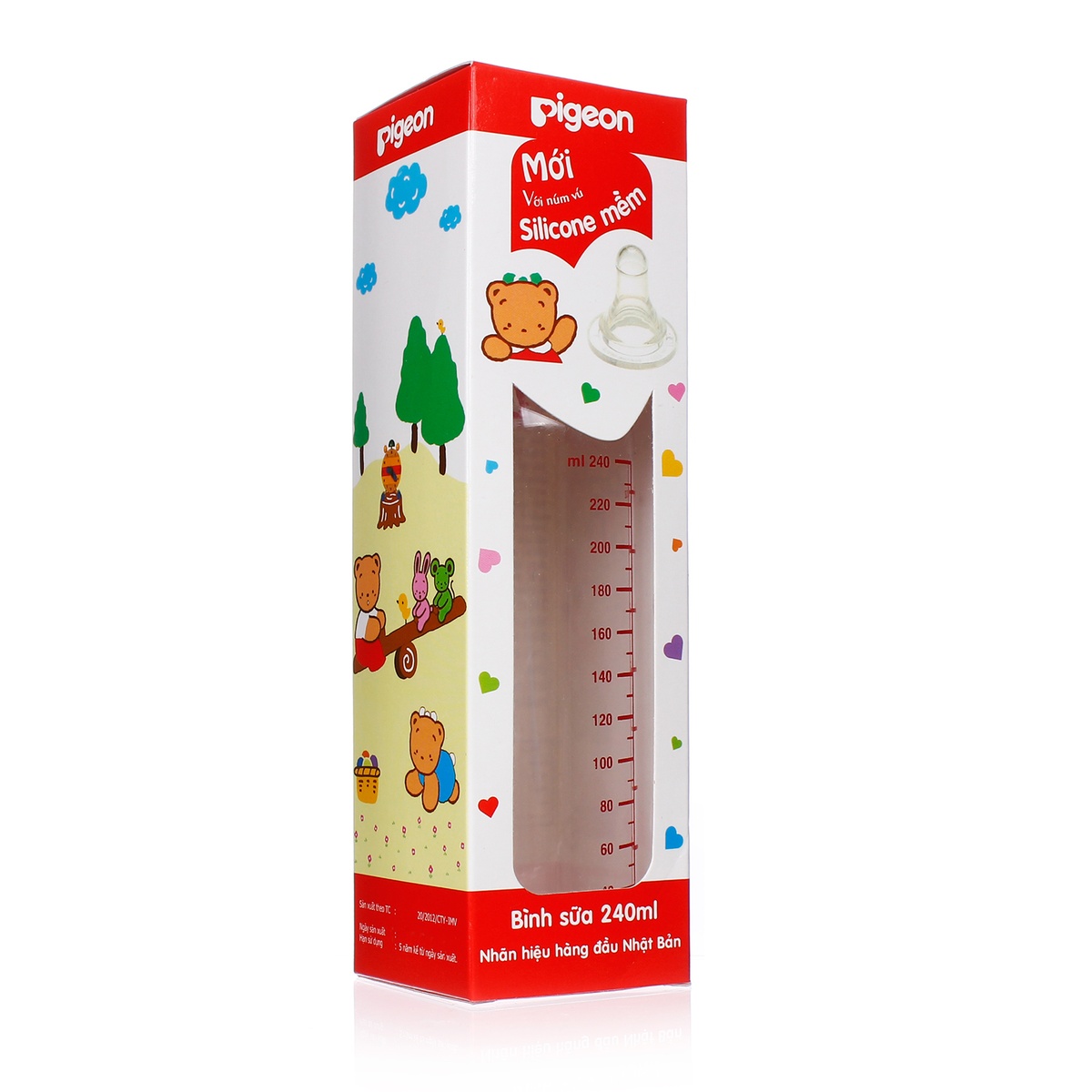 Bình sữa tròn Pigeon PR8 240ml - mặt phải