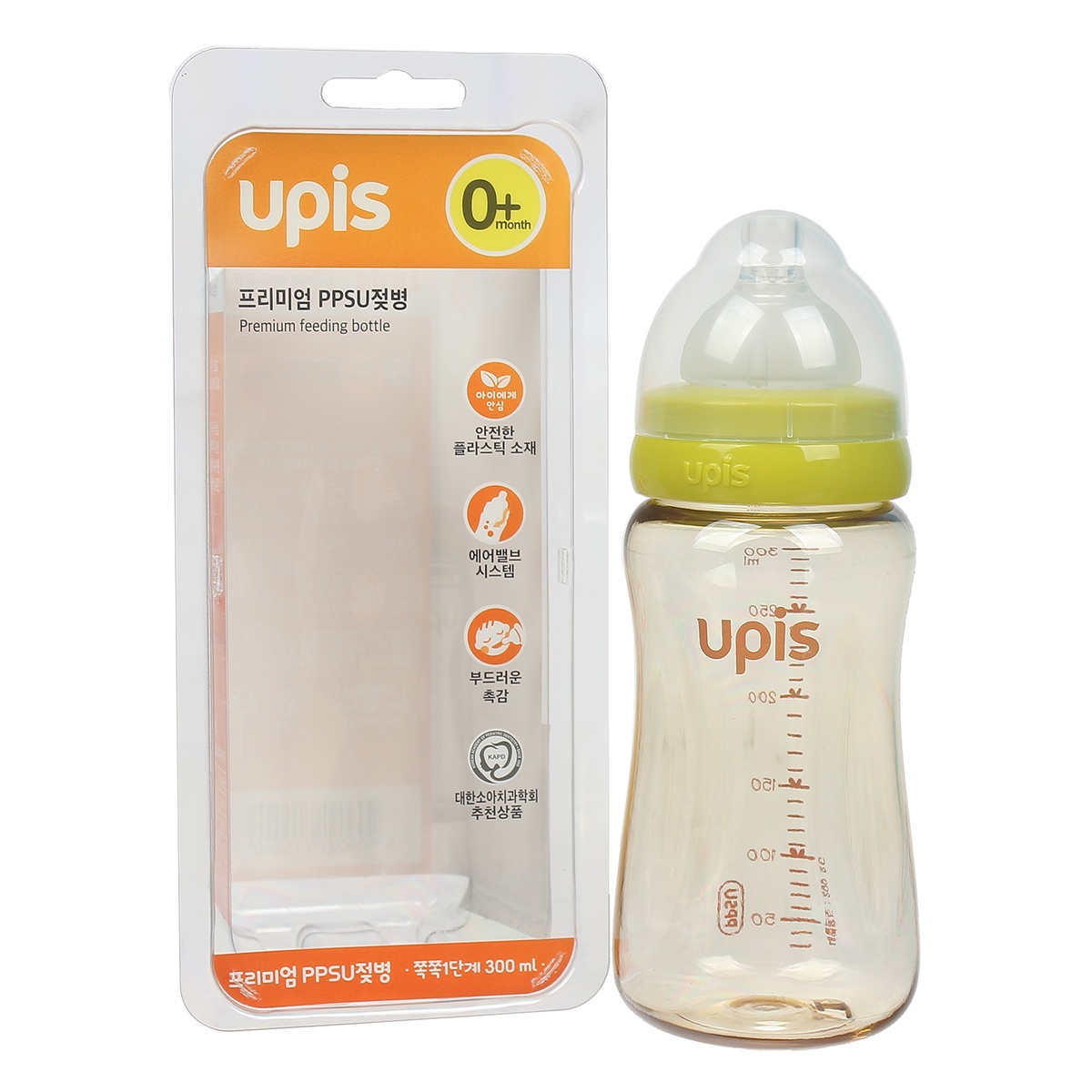 Bình sữa UPIS 300ml Hàn Quốc nhựa PPSU - mặt trái