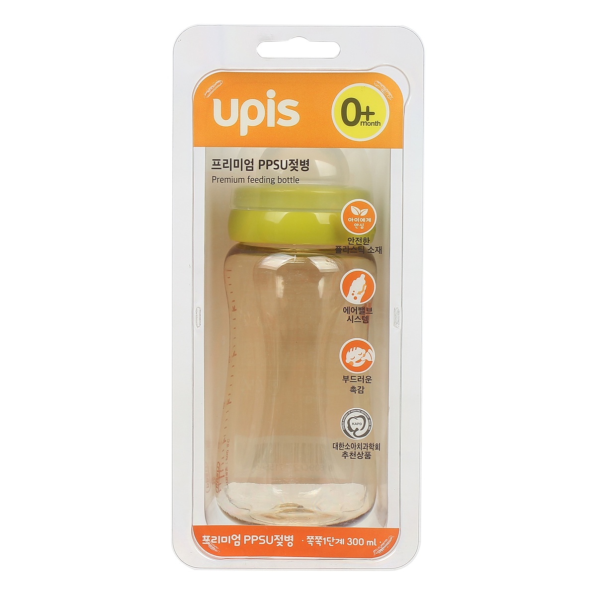 Bình sữa UPIS 300ml Hàn Quốc nhựa PPSU - góc nghiêng